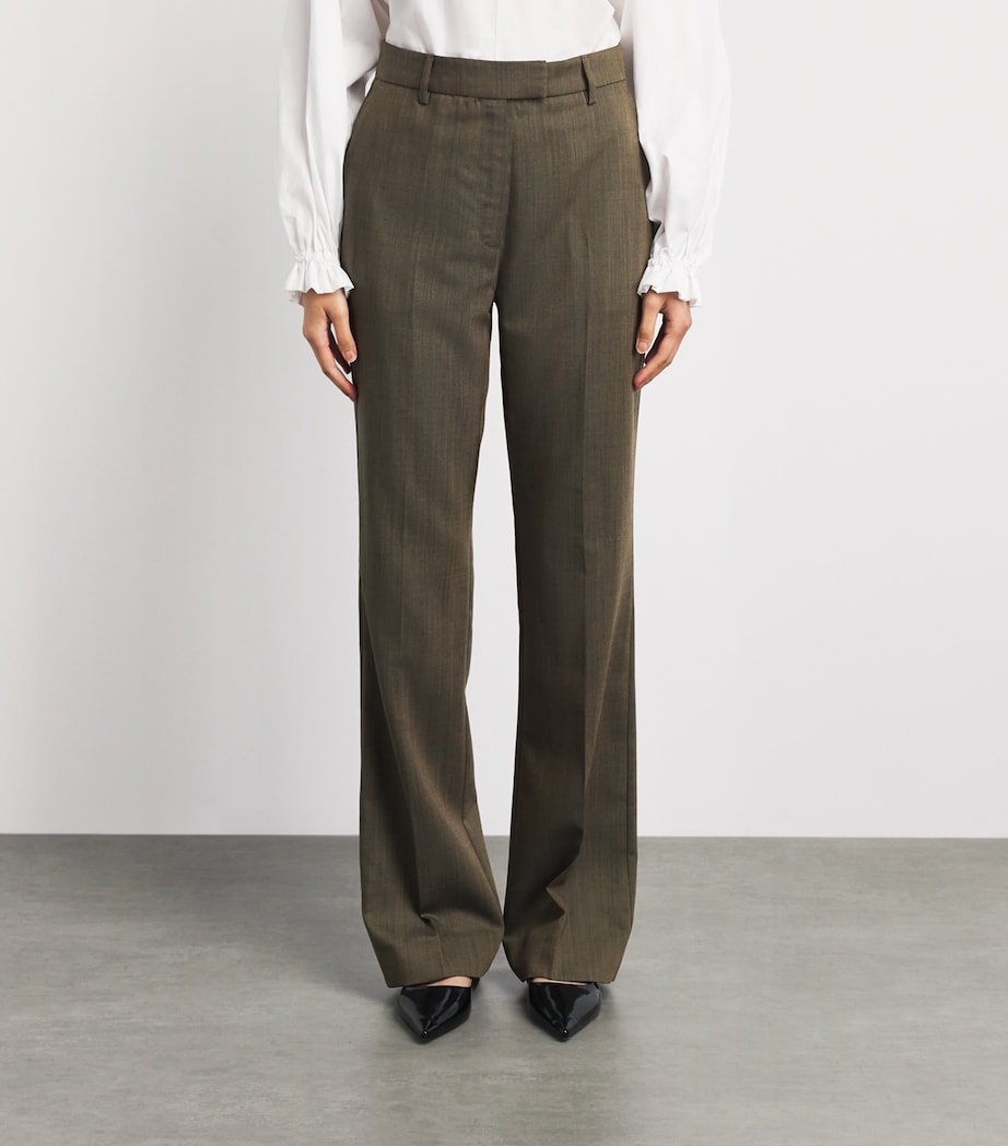 GANNI Womens Wool Straight Trousers Zxz Canteen Image 4