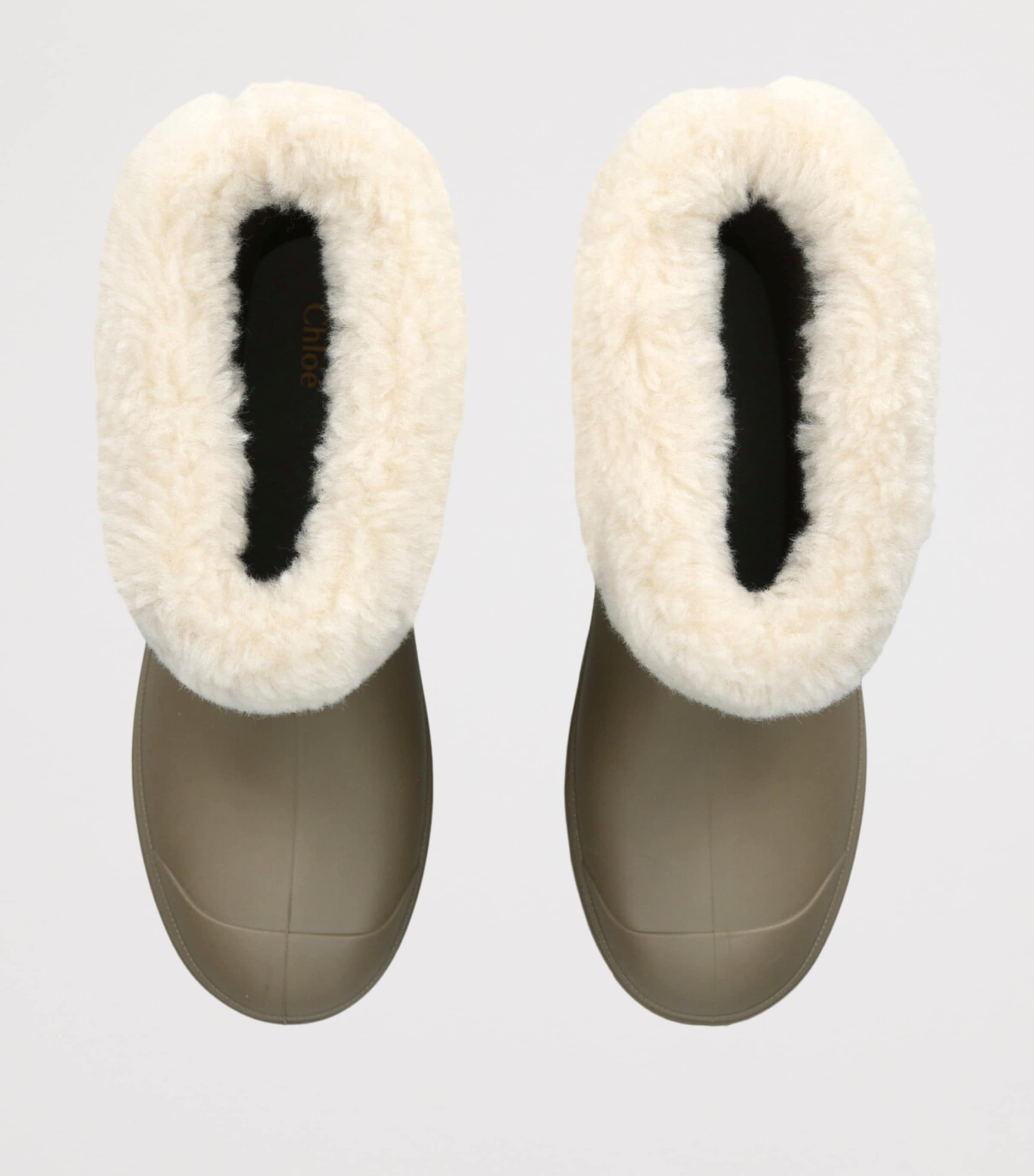 Chloé Kids Faux Shearling-Lined Rain Boots Taupe Comb Image 4