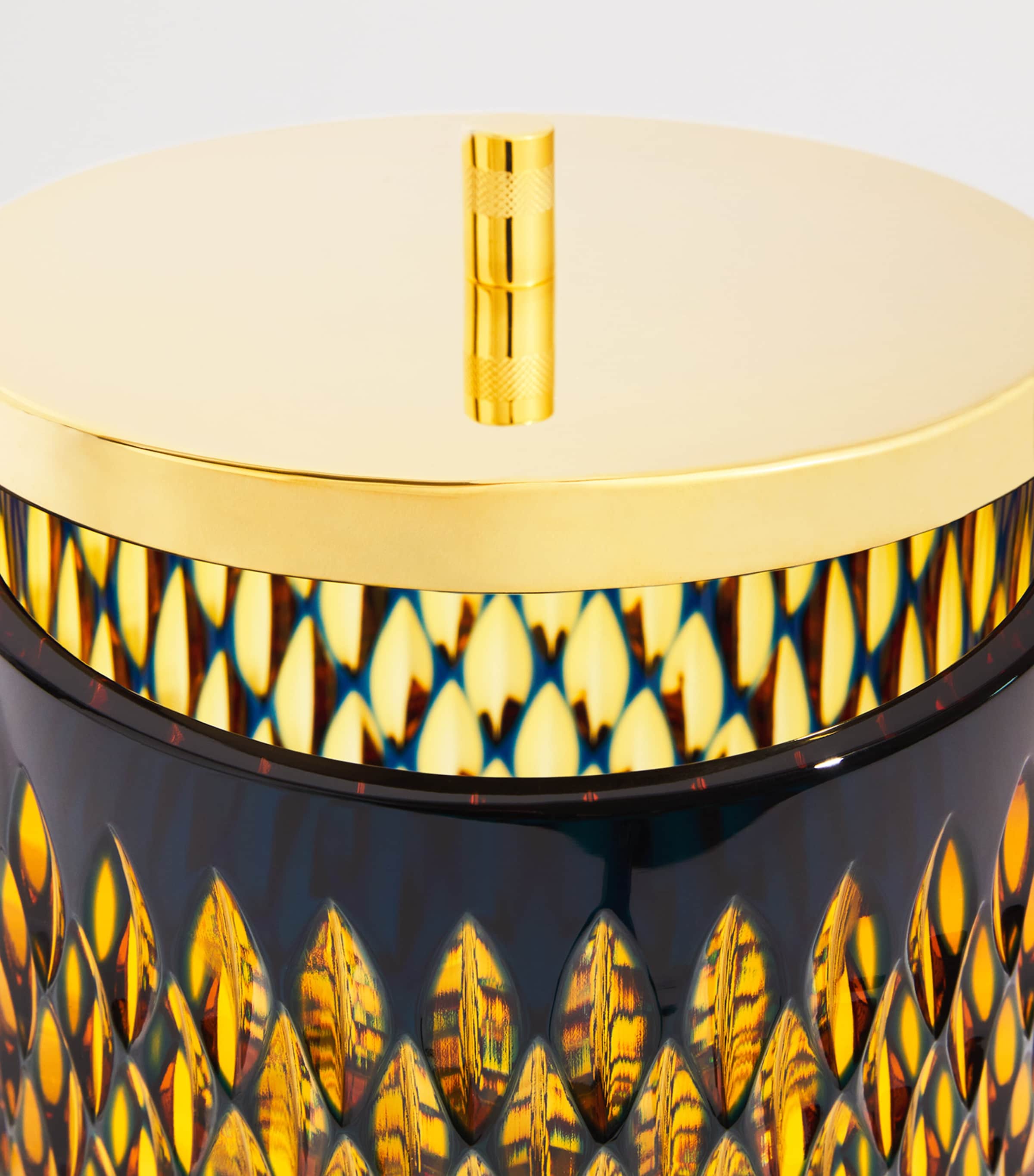 Crystal Lidded Bin AMBER/BLUE, GOLD Image 2
