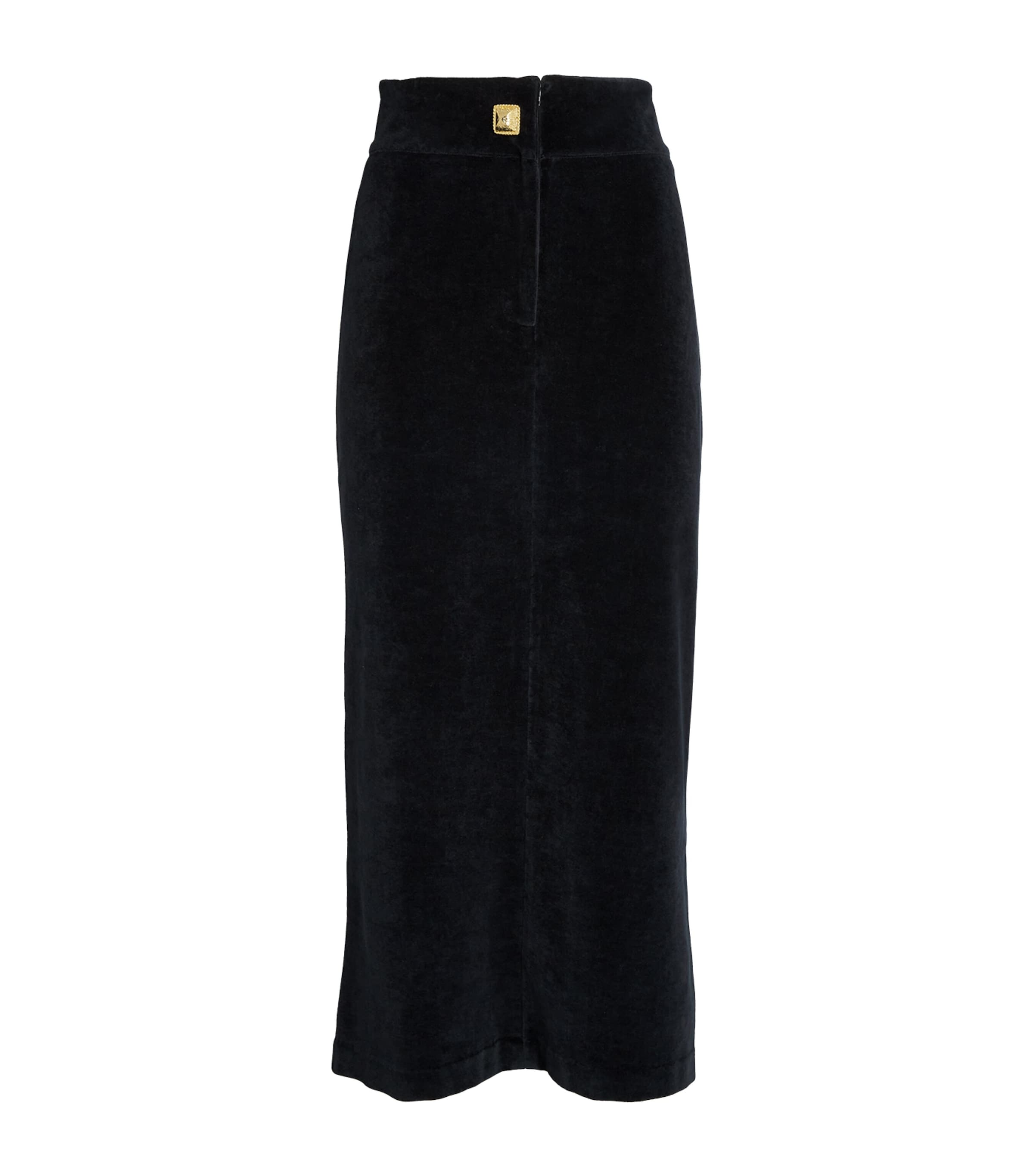 Shop D'estree Velvet Midi Skirt In Black