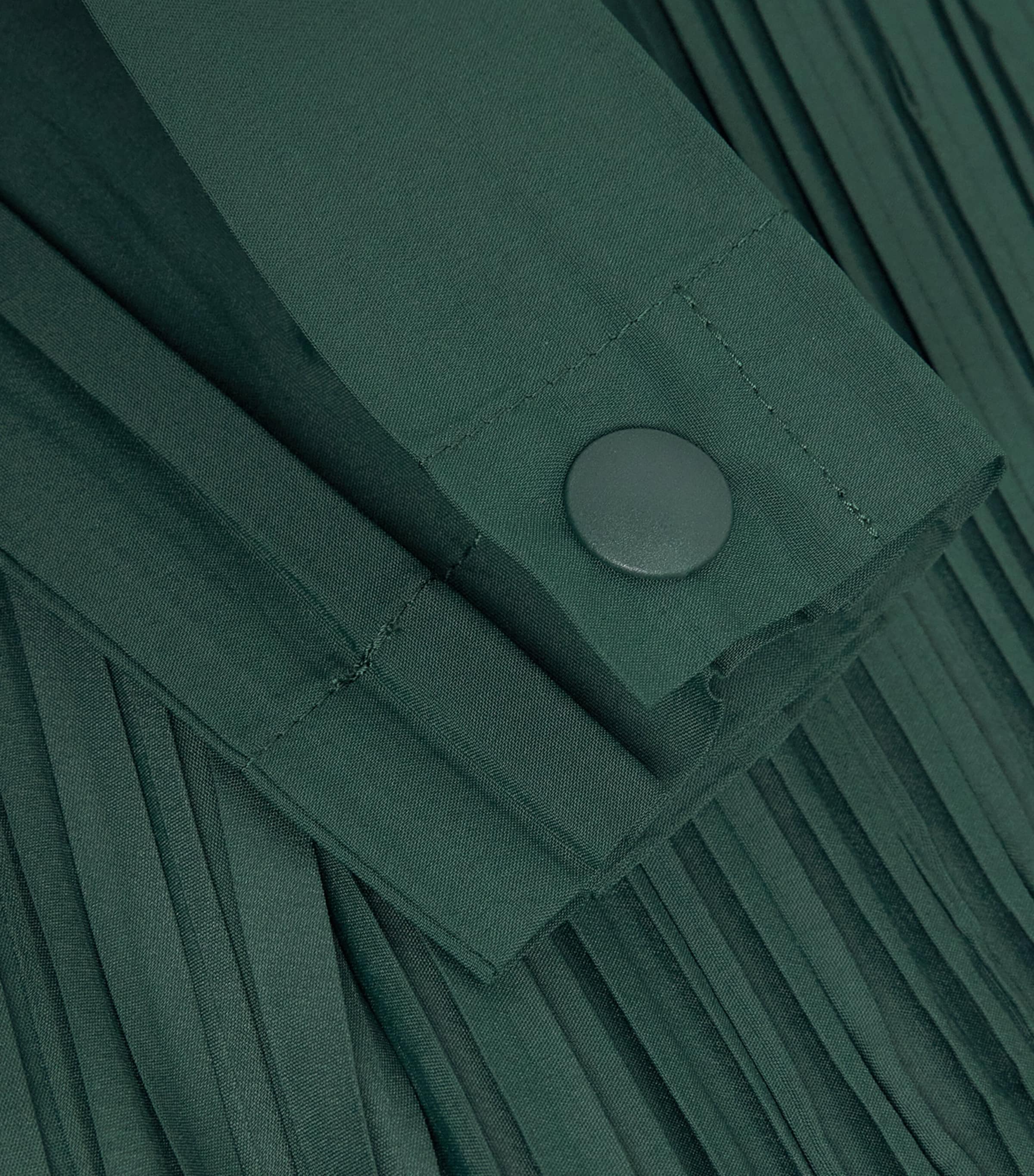 Pleats Please Issey Miyake Womens Pleated Float Coat Dark Green Image 6