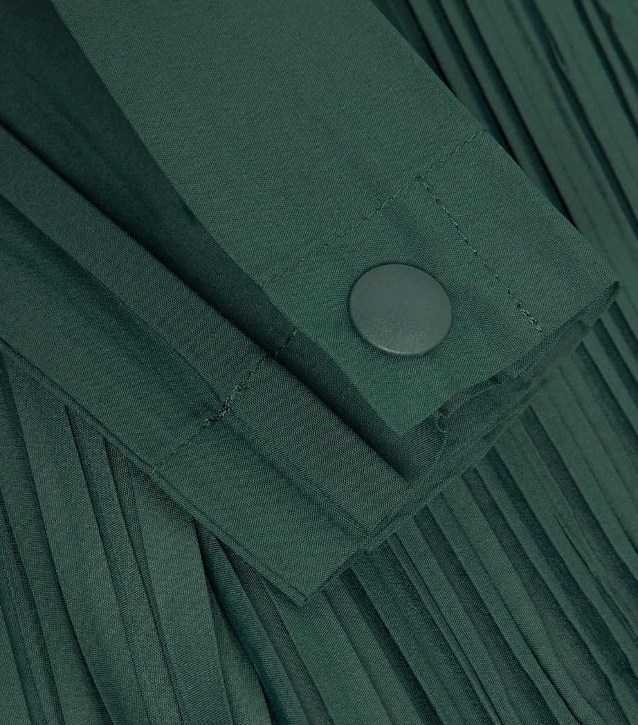 Pleats Please Issey Miyake Womens Pleated Float Coat Dark Green Image 6