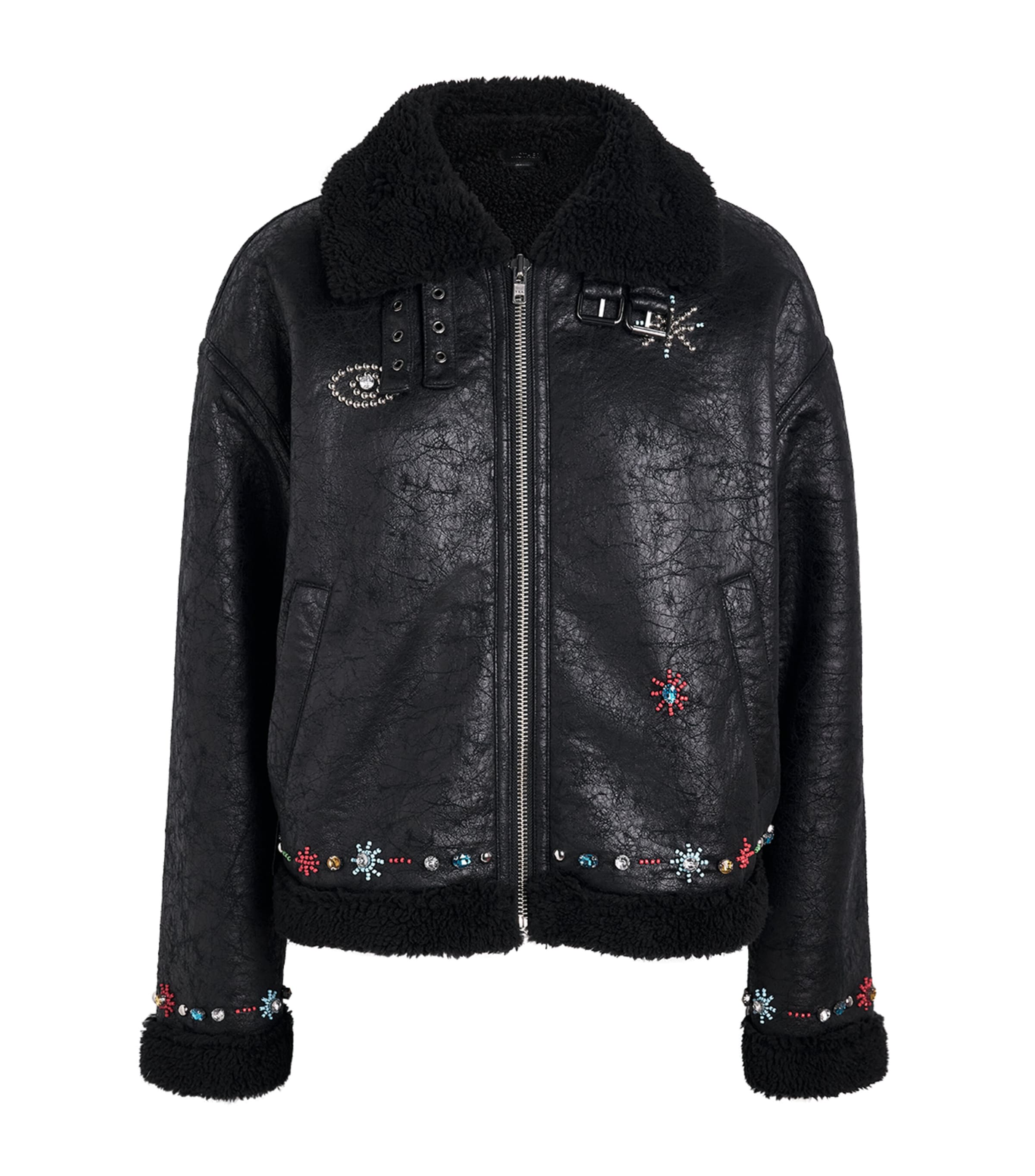 MOTHER Womens Beaded The Strappy Brrly Jacket Mercury In Rtrograde Image 1