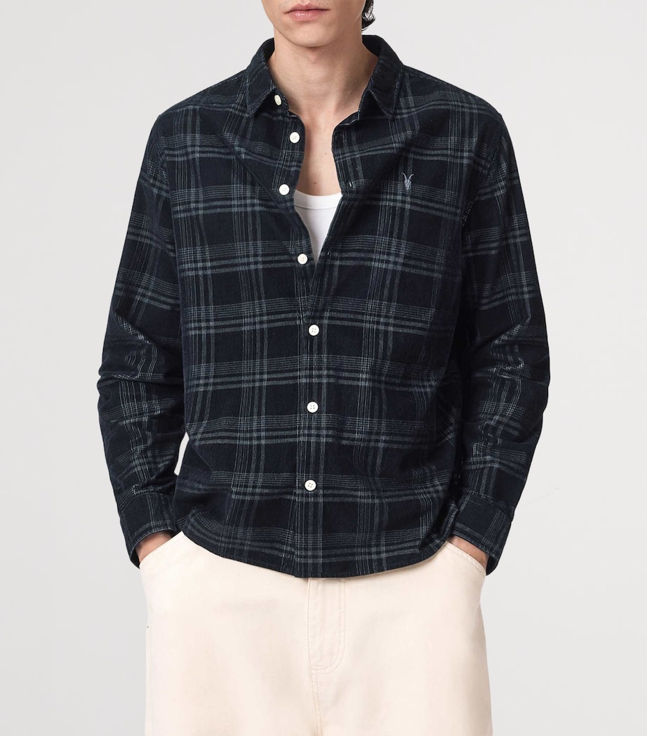 AllSaints Mens Organic Cotton Check Rockley Shirt Surge Black Image 3