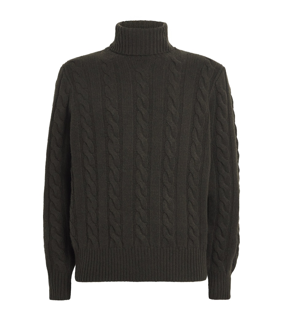 Wool-Cashmere Cable-Knit Rollneck Sweater GREEN Image 1