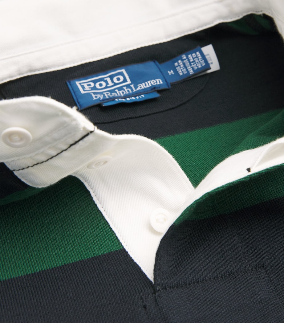 Cotton Stripe Big Fit Rugby Shirt GREEN Image 5