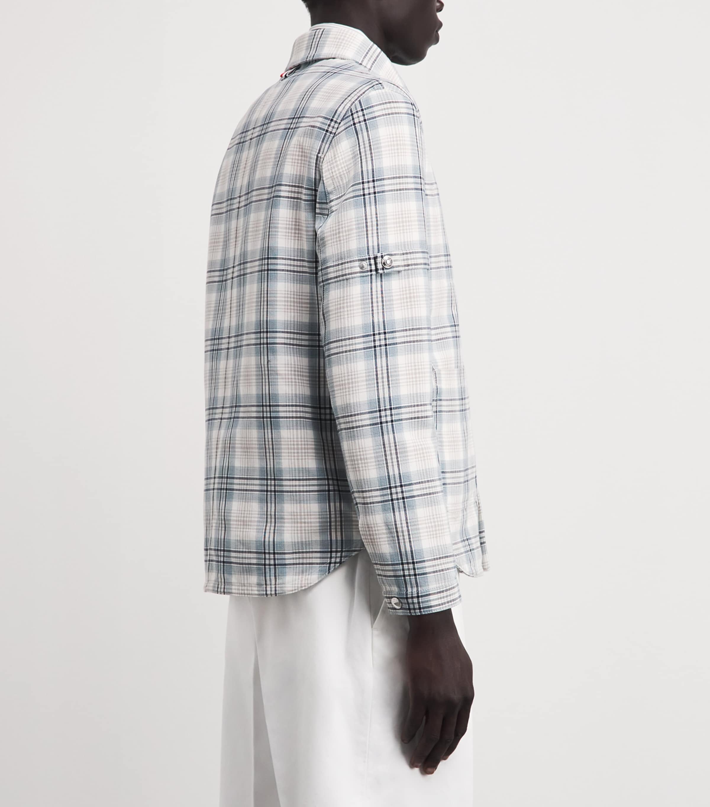 Thom Browne Mens Cotton-Blend Check Utility Shacket Seasonal Multi Image 5