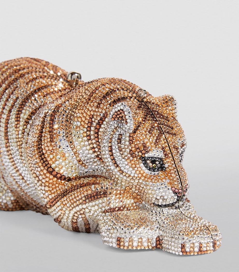 Judith Leiber Embellished Bengal Tiger Clutch Silver Blonde Image 6