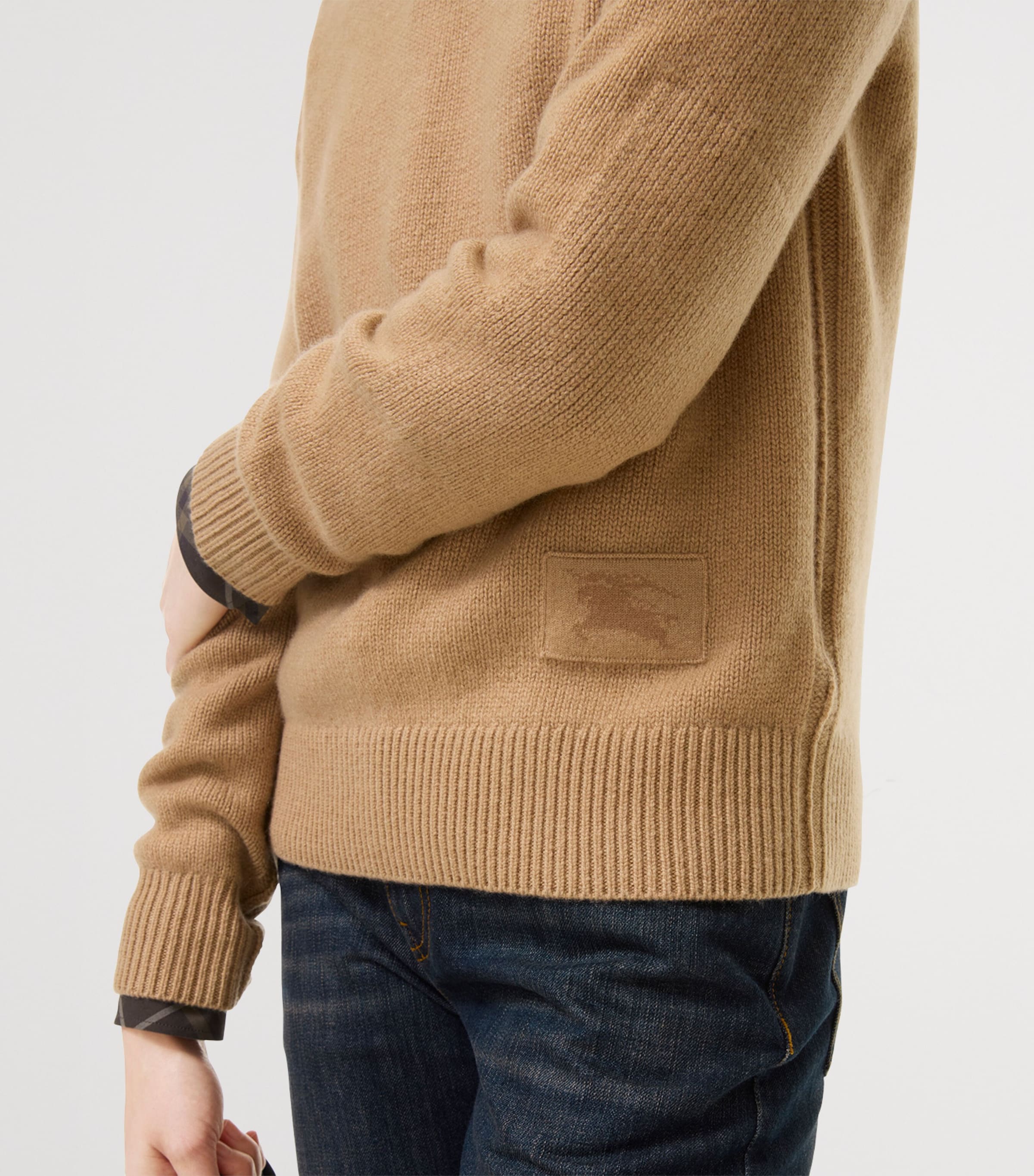 Burberry Womens Cashmere-Blend Embroidered Sweater Butterscotch Image 3