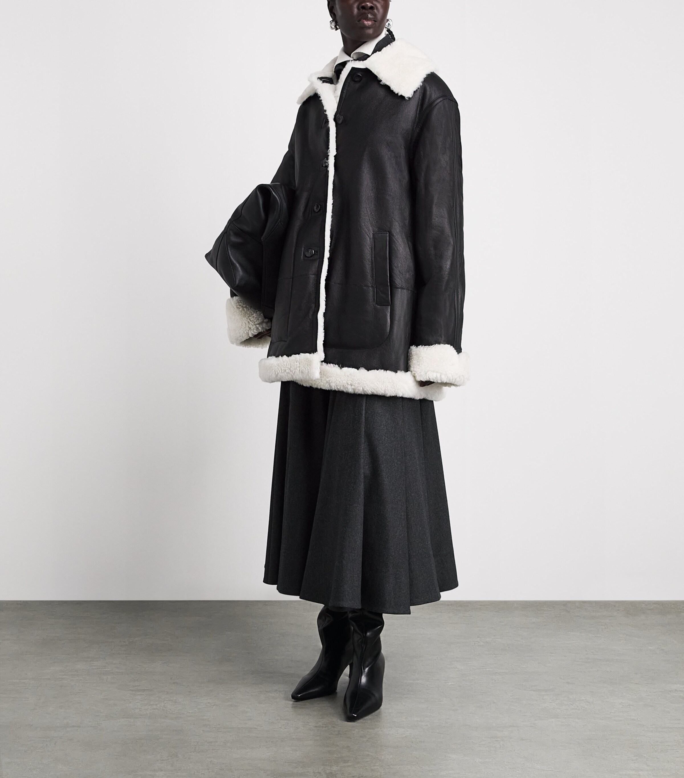 Altuzarra Shearling Blake Coat Black/white Image 2