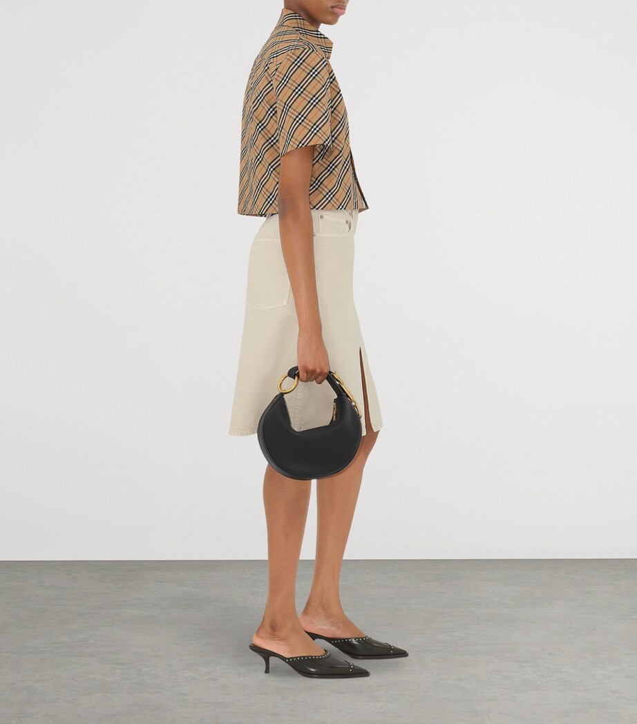 Cotton Cropped Check Shirt SAND IP CHECK Image 5