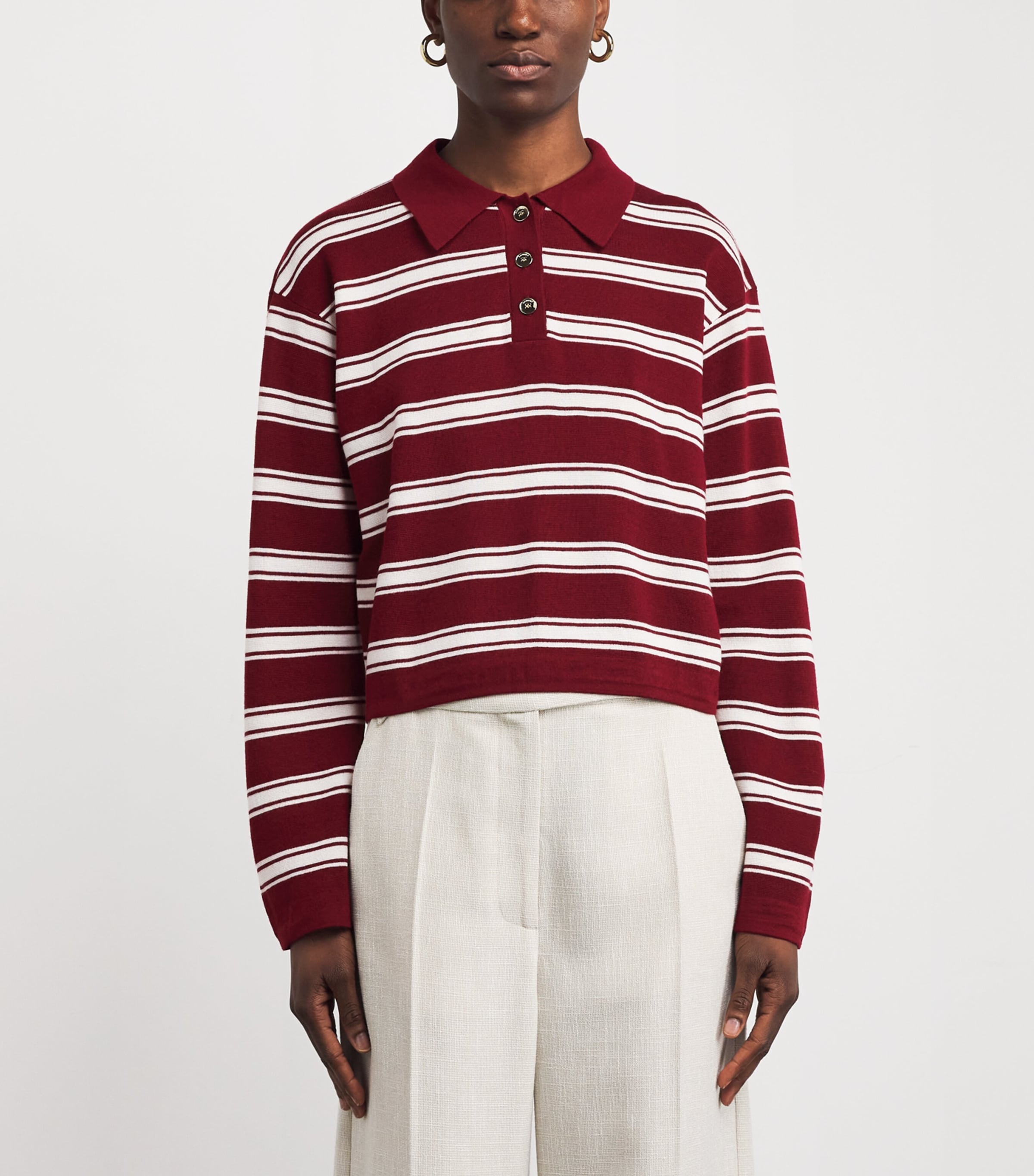 Wool-Blend Polo Sweater BORDEAUX Image 3