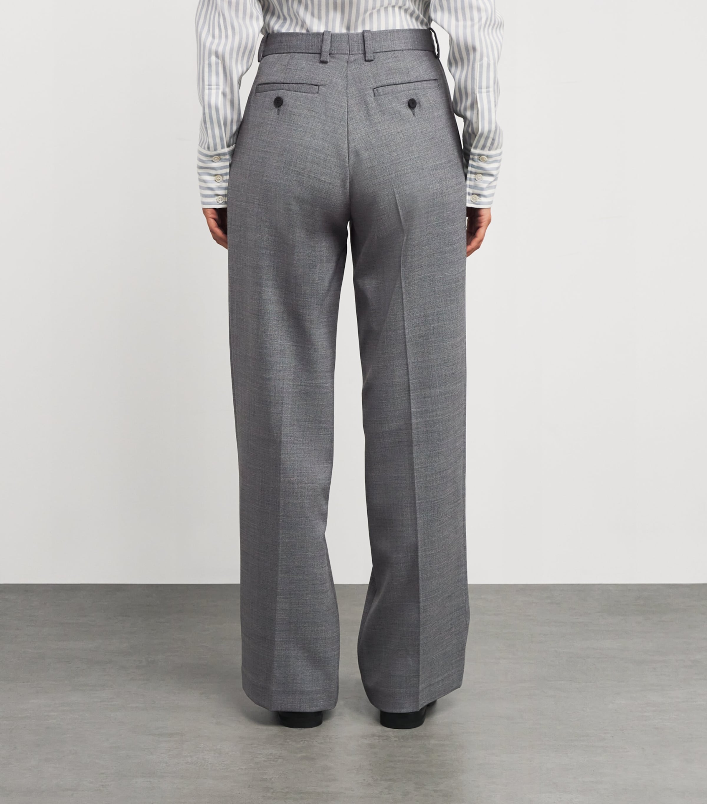 Wool-Blend Straight Trousers GREY Image 4