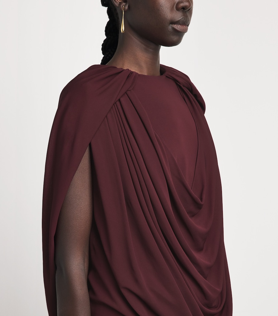Brandon Maxwell Womens Draped Astor Top Wine Image 3