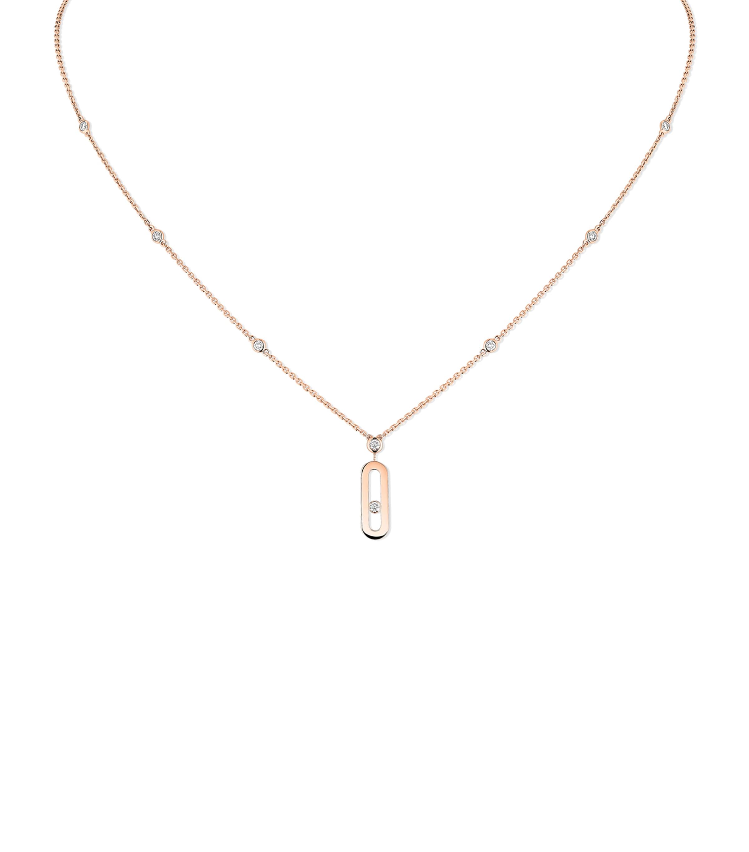 Messika Move Uno Rose Gold and Diamond Necklace (0.13ct) Pink Gold Image 1