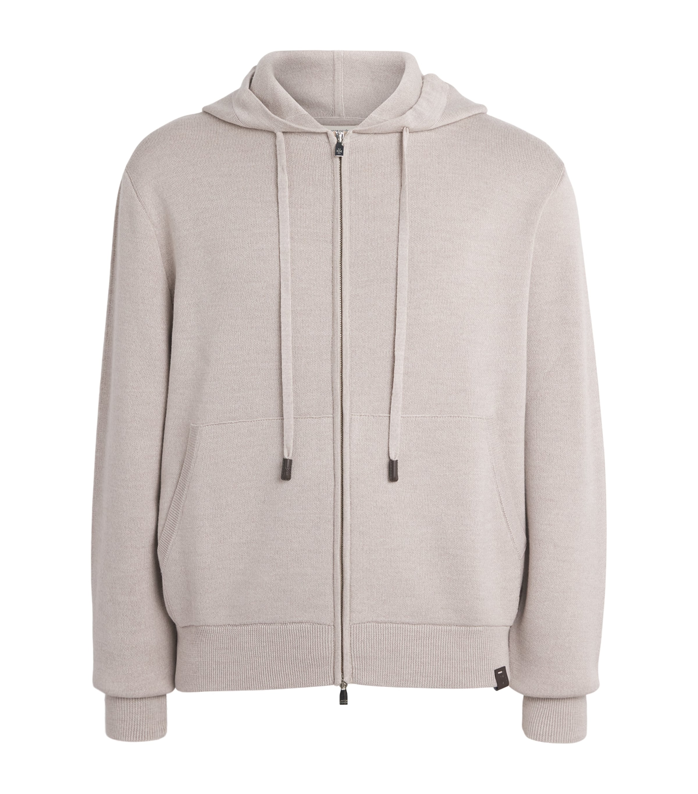 Jacob Cohën Mens Wool-Silk Knitted Zip-Up Hoodie Melange Beige Image 1