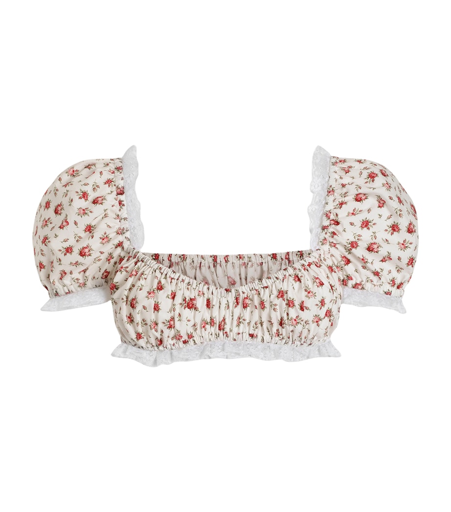 Dolce&Gabbana Womens Cotton-Blend Floral Crop Top Rose Image 1