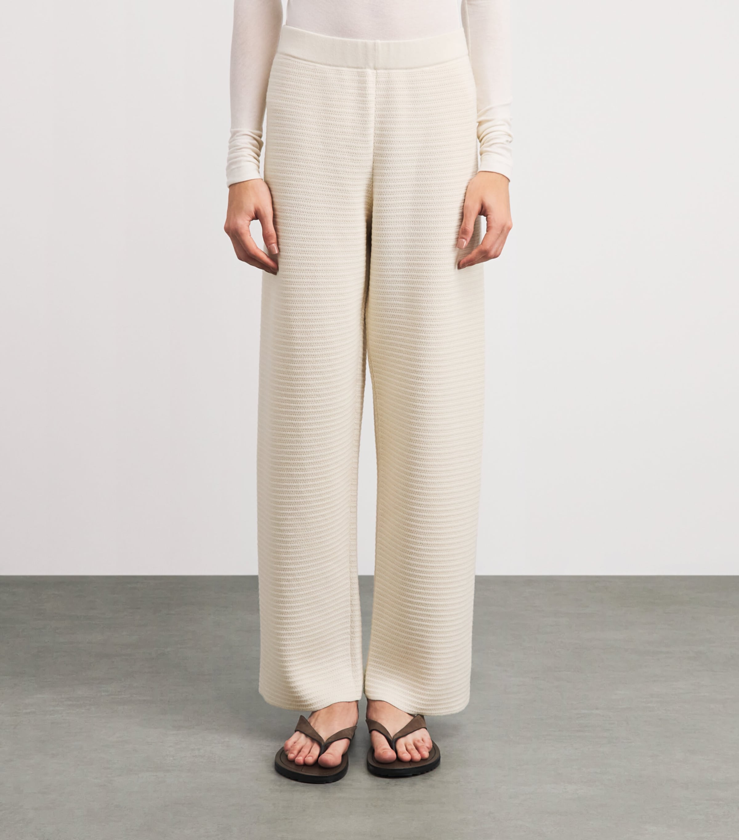 Fabiana Filippi Womens Wool-Cotton Wide-Leg Trousers Burro Image 4