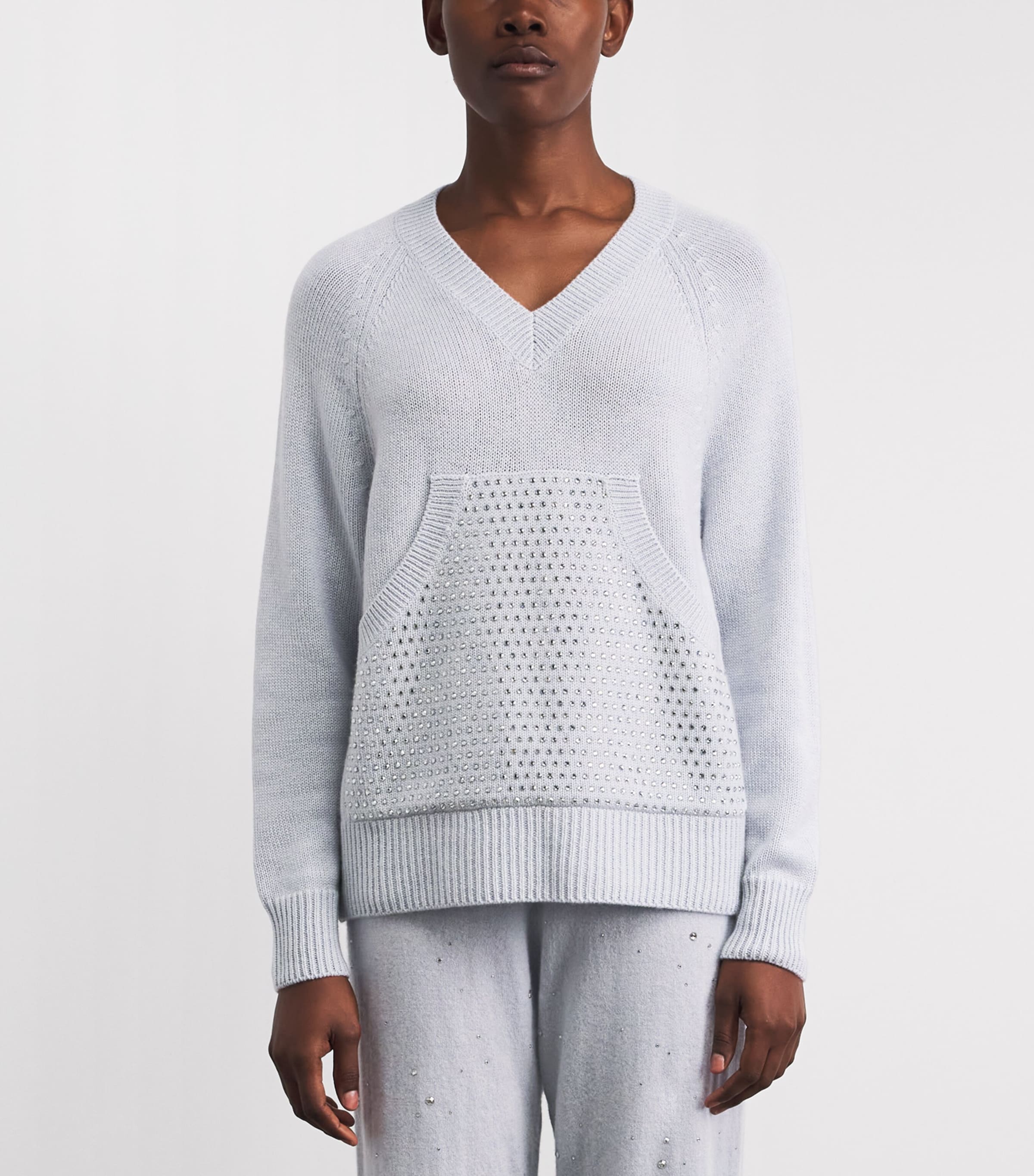 William Sharp Womens Cashmere Crystal-Embellished Sweater Blue Mist Blue Shade Image 4