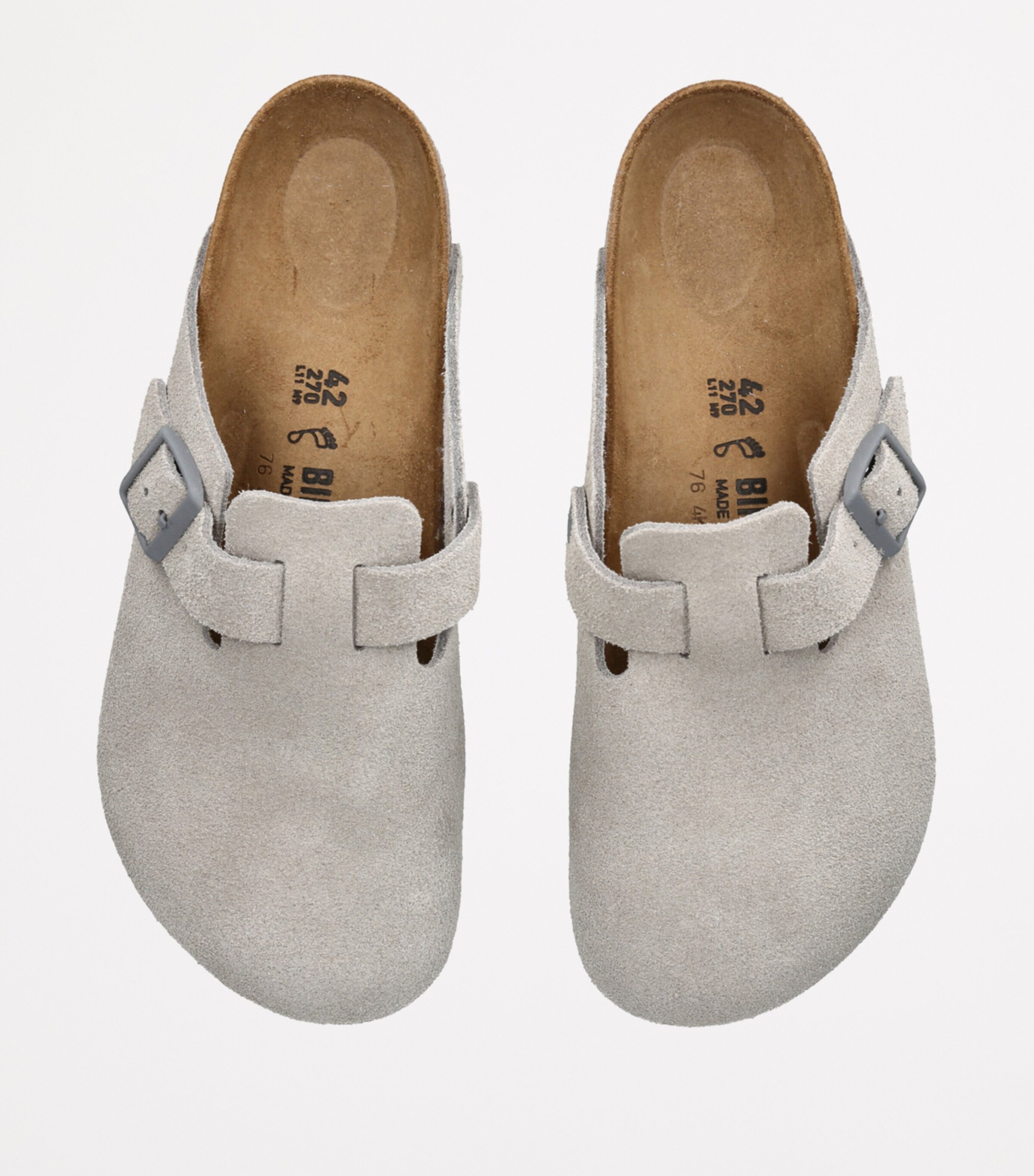 Birkenstock Suede Boston Clogs Grey Image 4