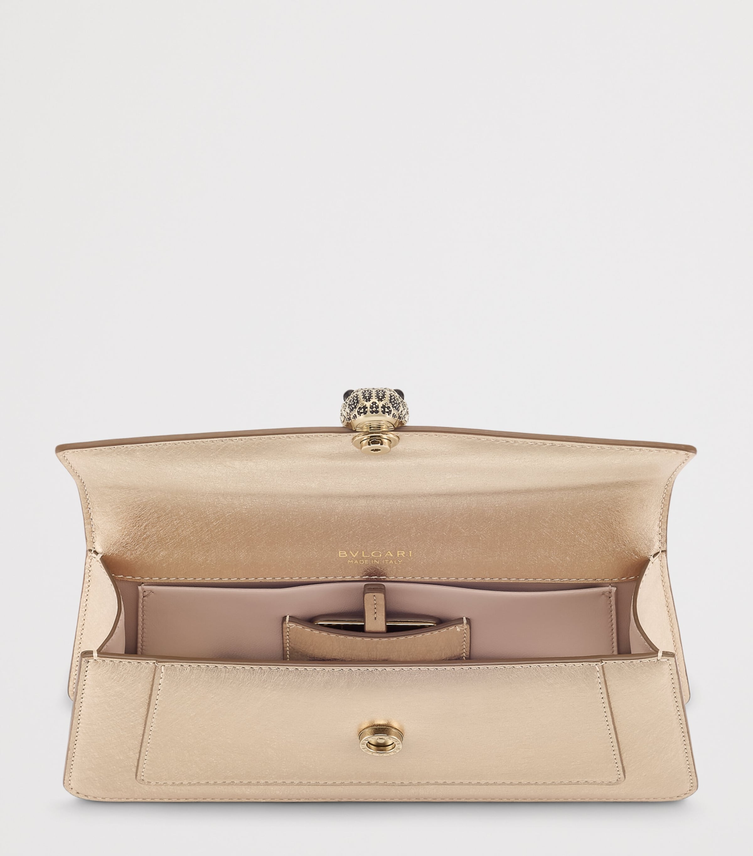 Bvlgari Metallic Leather Serpenti Forever Clutch Bag Gold Image 4
