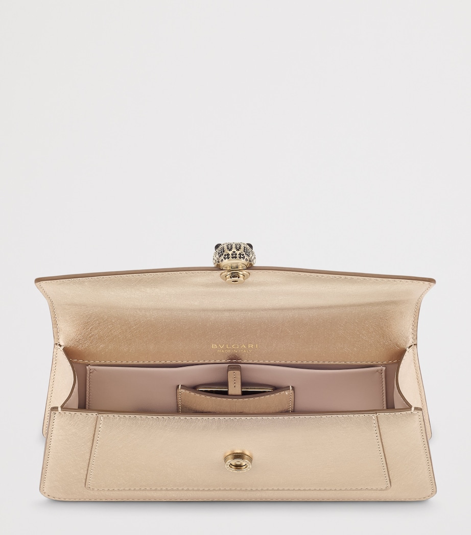 Bvlgari Metallic Leather Serpenti Forever Clutch Bag Gold Image 4
