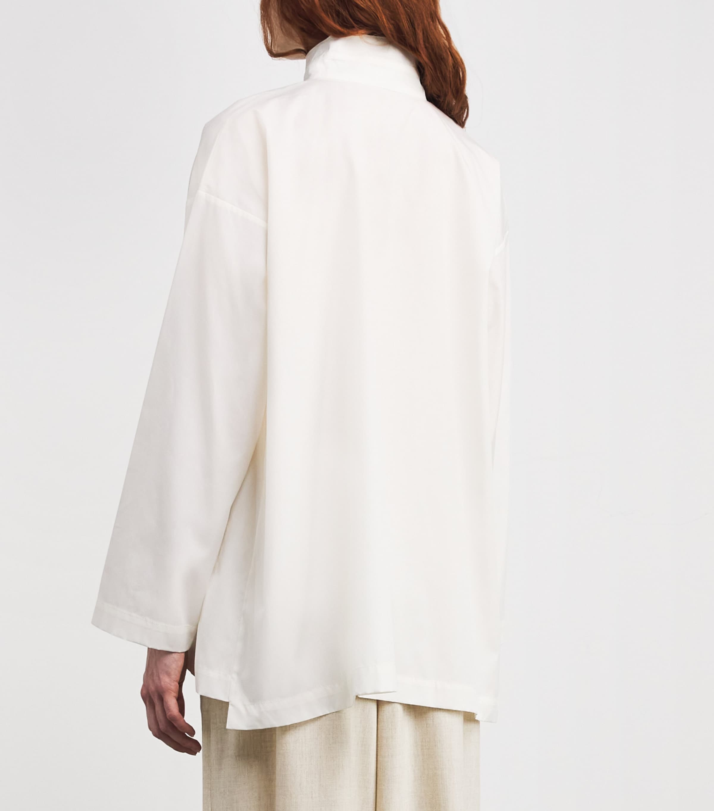 Cotton Slim Double Stand-Collar Shirt IVORY Image 4