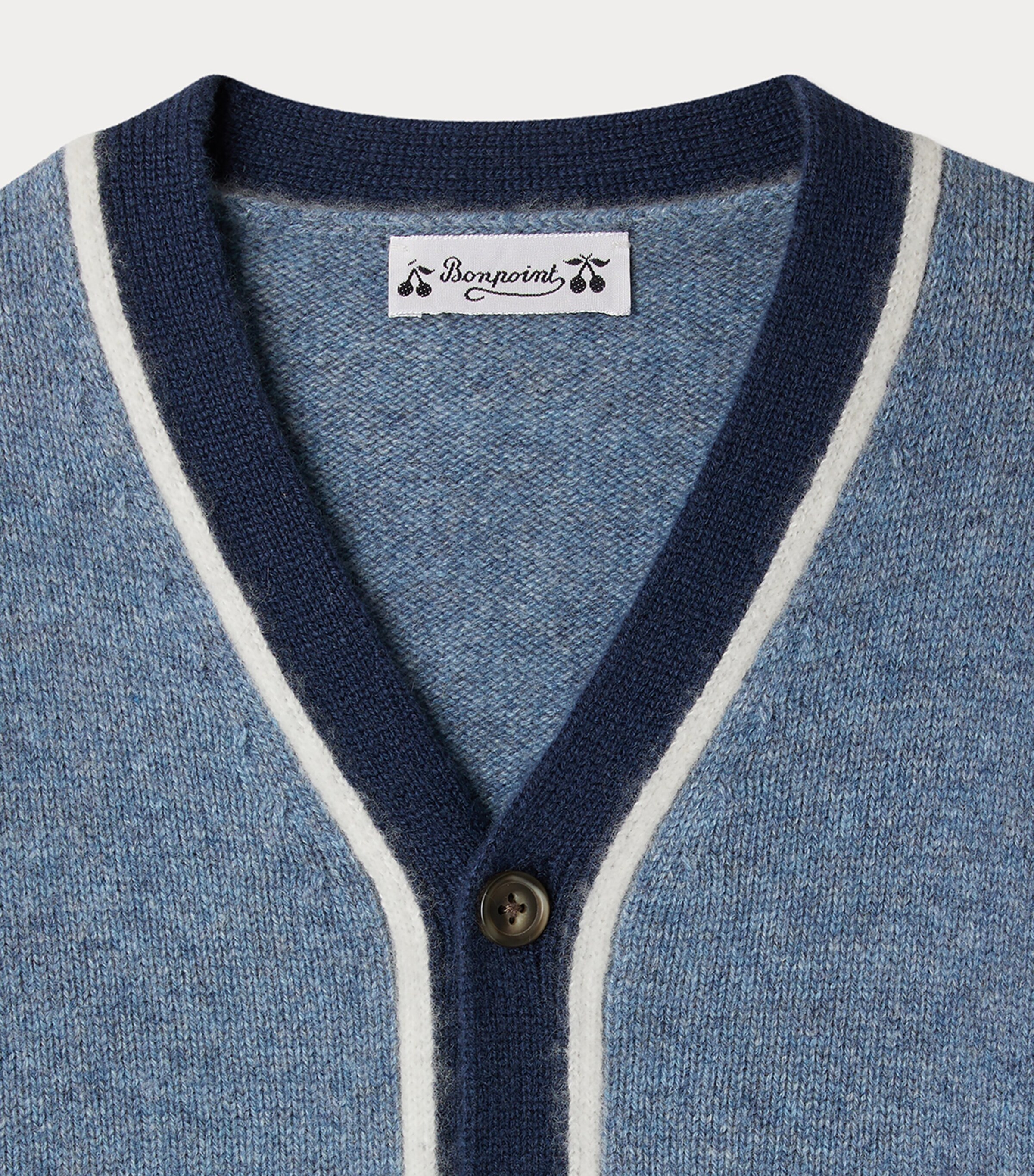 Cashmere Garfield Cardigan (4-8 Years) BLEU GRIS Image 3
