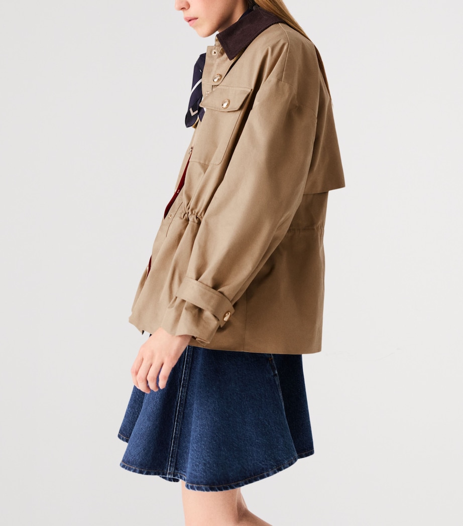Maje Womens Contrast-Collar Trench Coat Beige Image 3