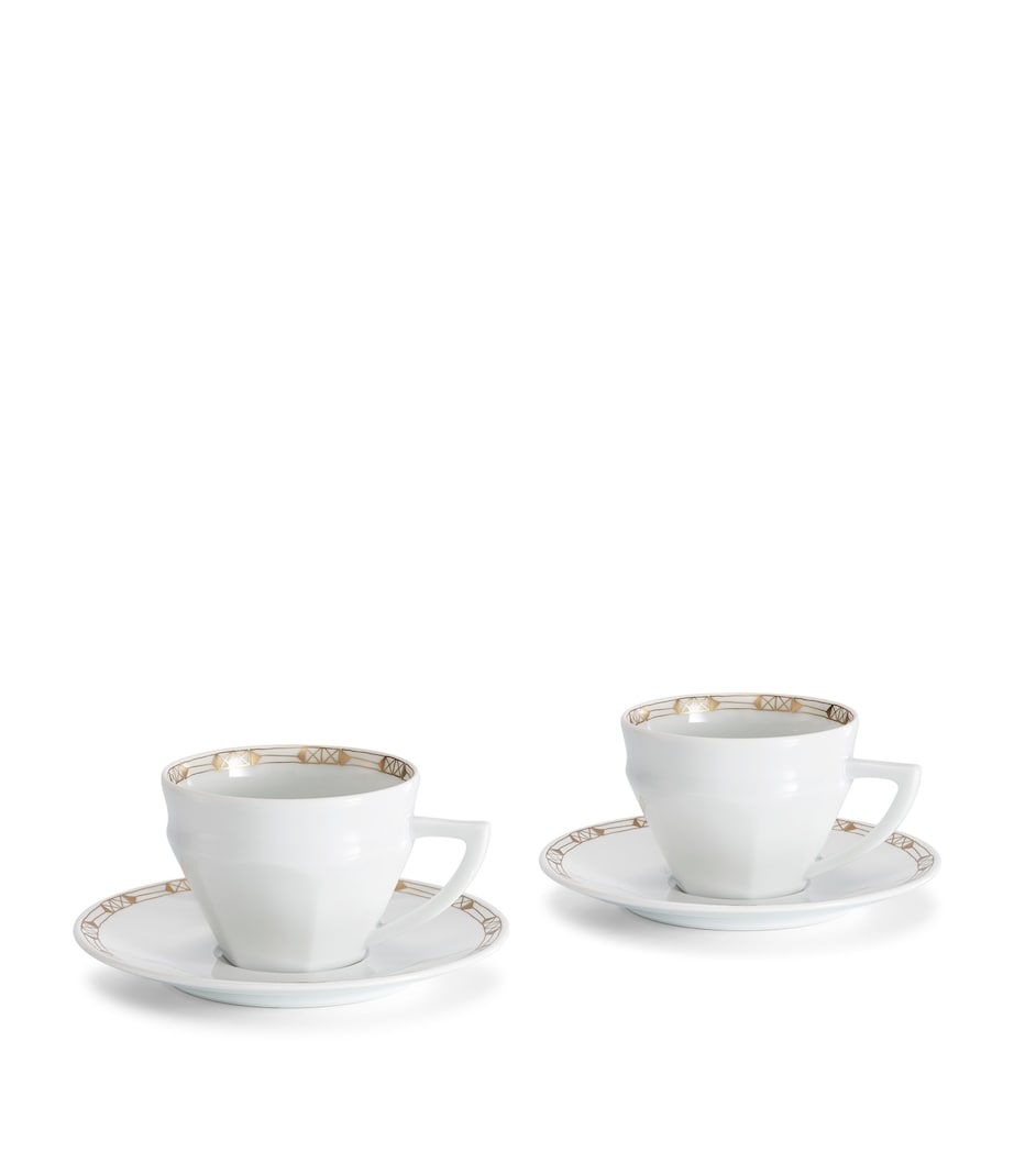 Set of 2 Porcelain Talleyrand Tea Cups and Saucers (220ml) CLEAR Image 1