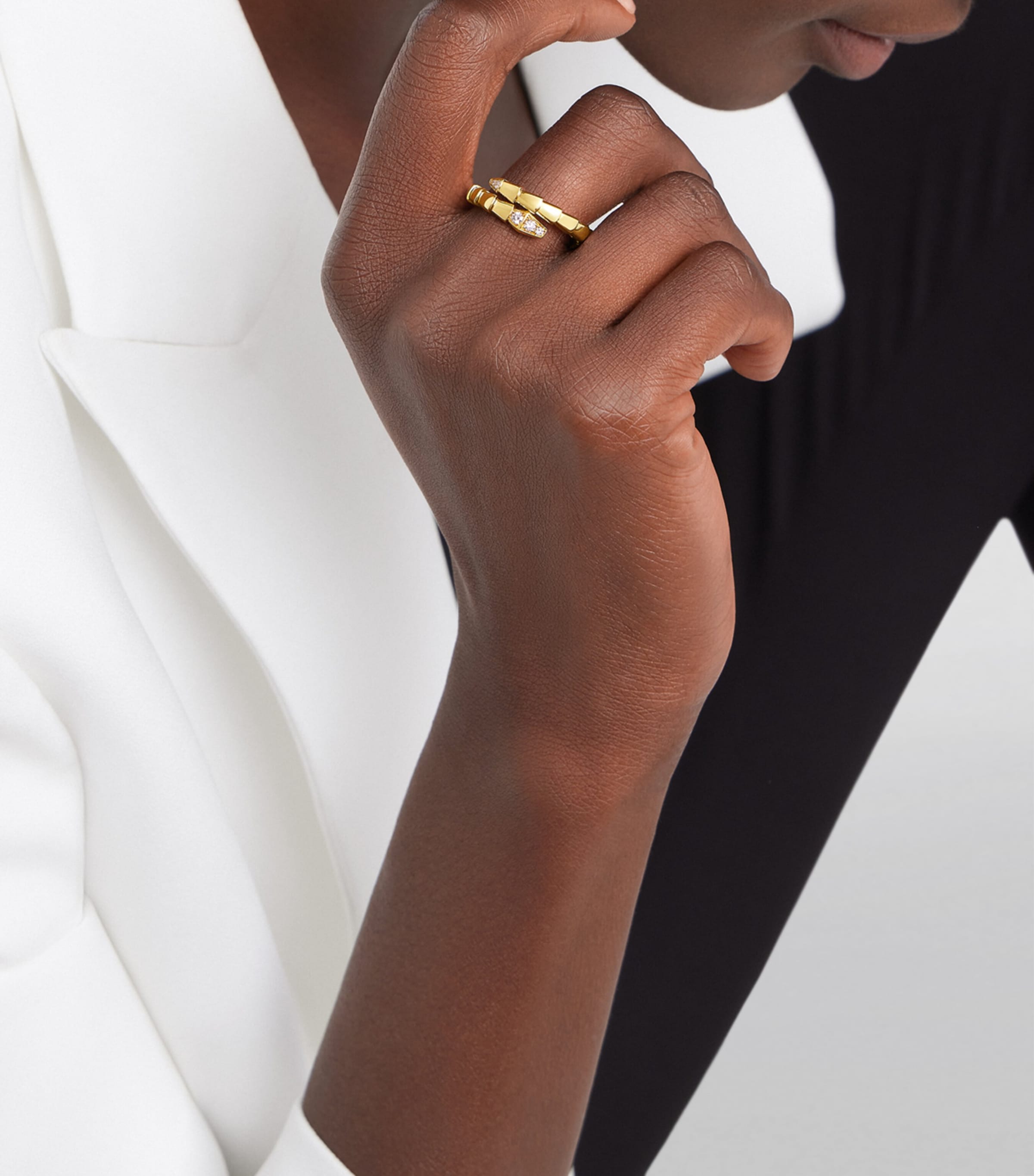 Bvlgari Yellow Gold and Diamond Serpenti Viper Ring Yellow Gold Image 2