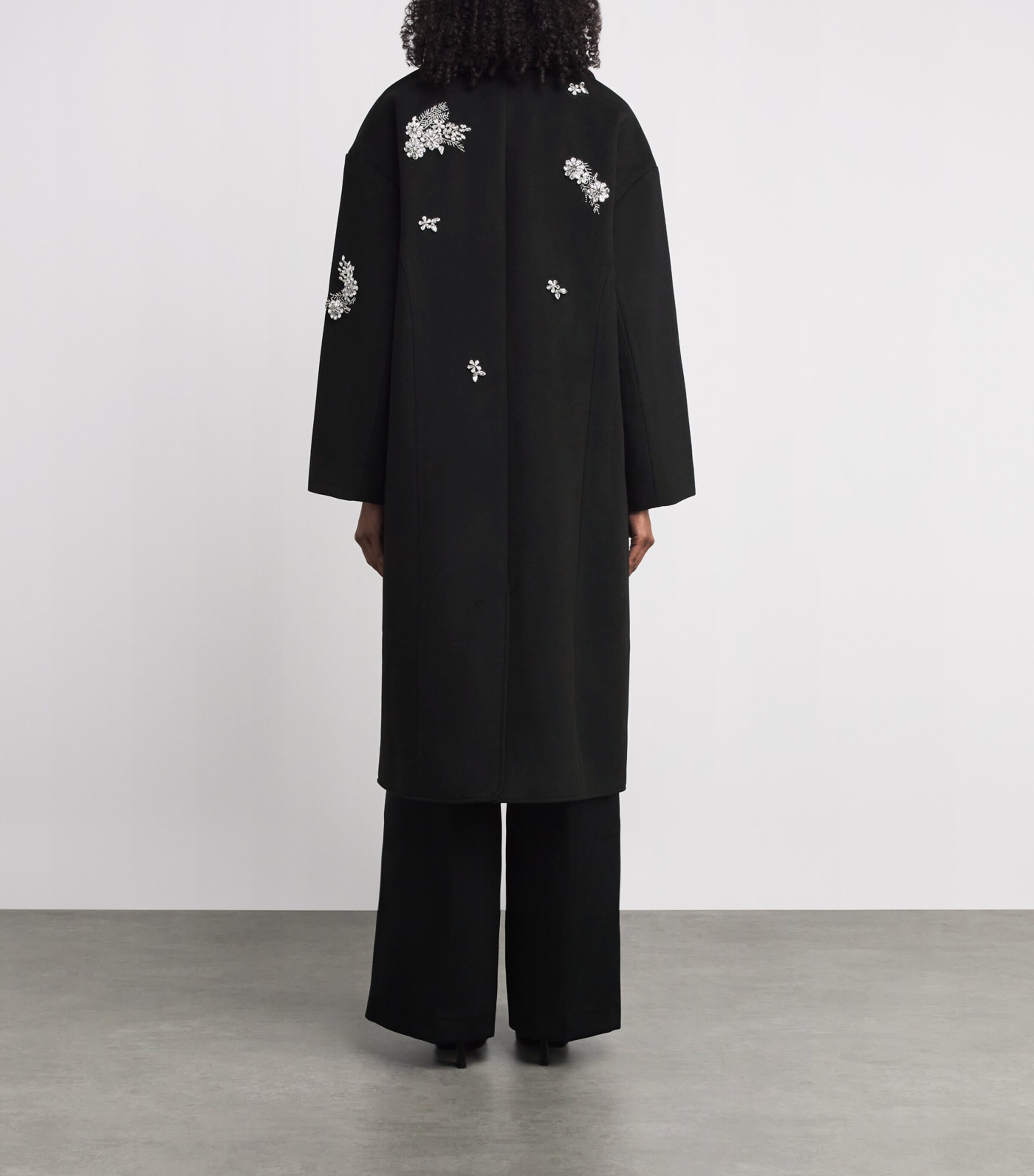 Cinq A Sept Womens Crystal-Embellished Ivy Gravis Coat Black/clear Image 3