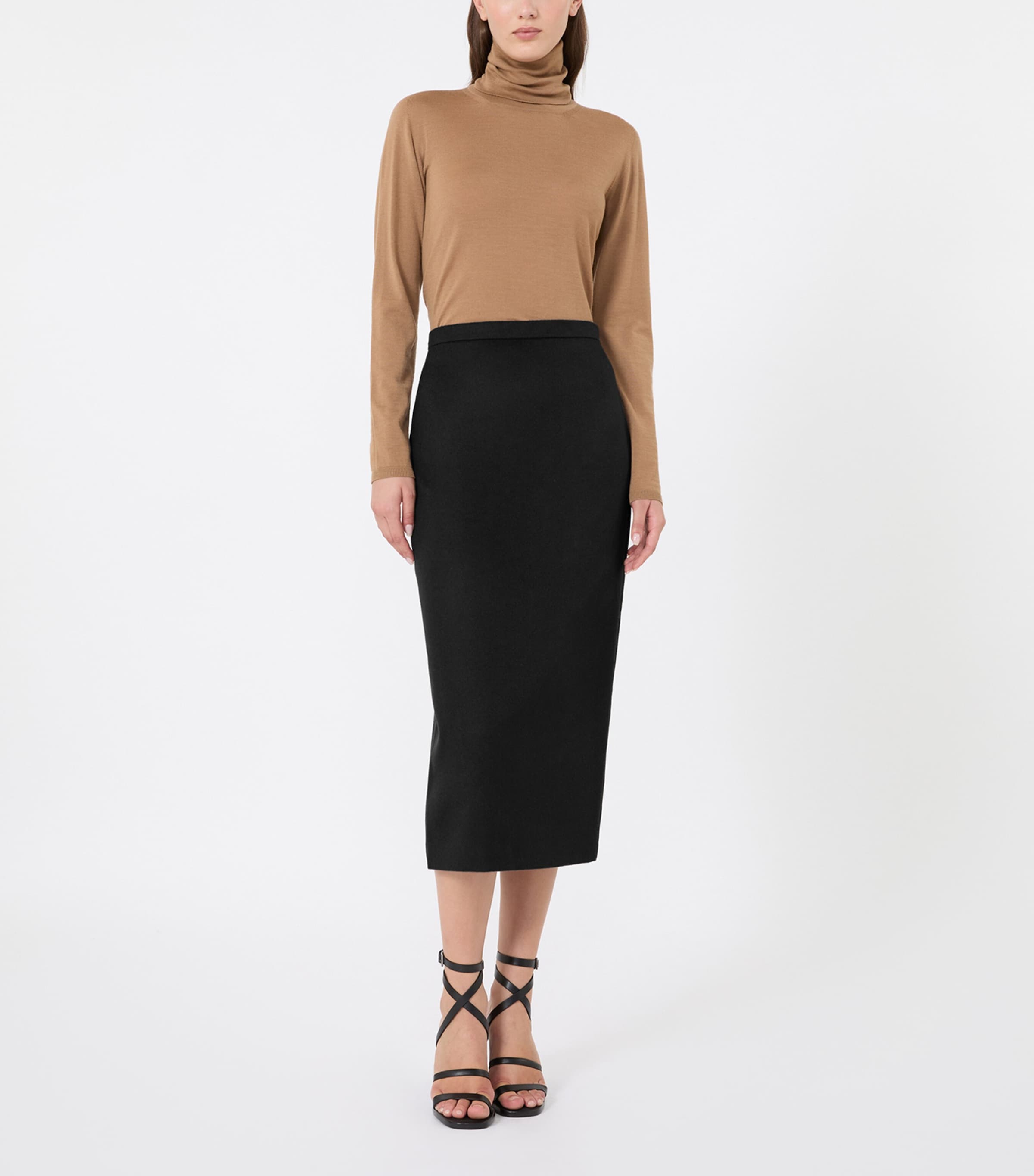 Max Mara Womens Virgin Wool Rollneck Sweater Camel Image 2