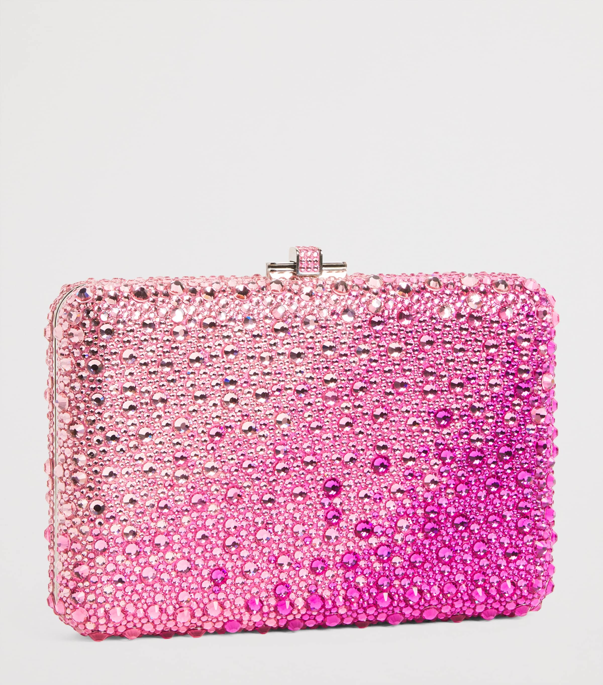 Judith Leiber Slim Slide Gradient Caviar Clutch Bag Silver Fuchsia Multi Image 3