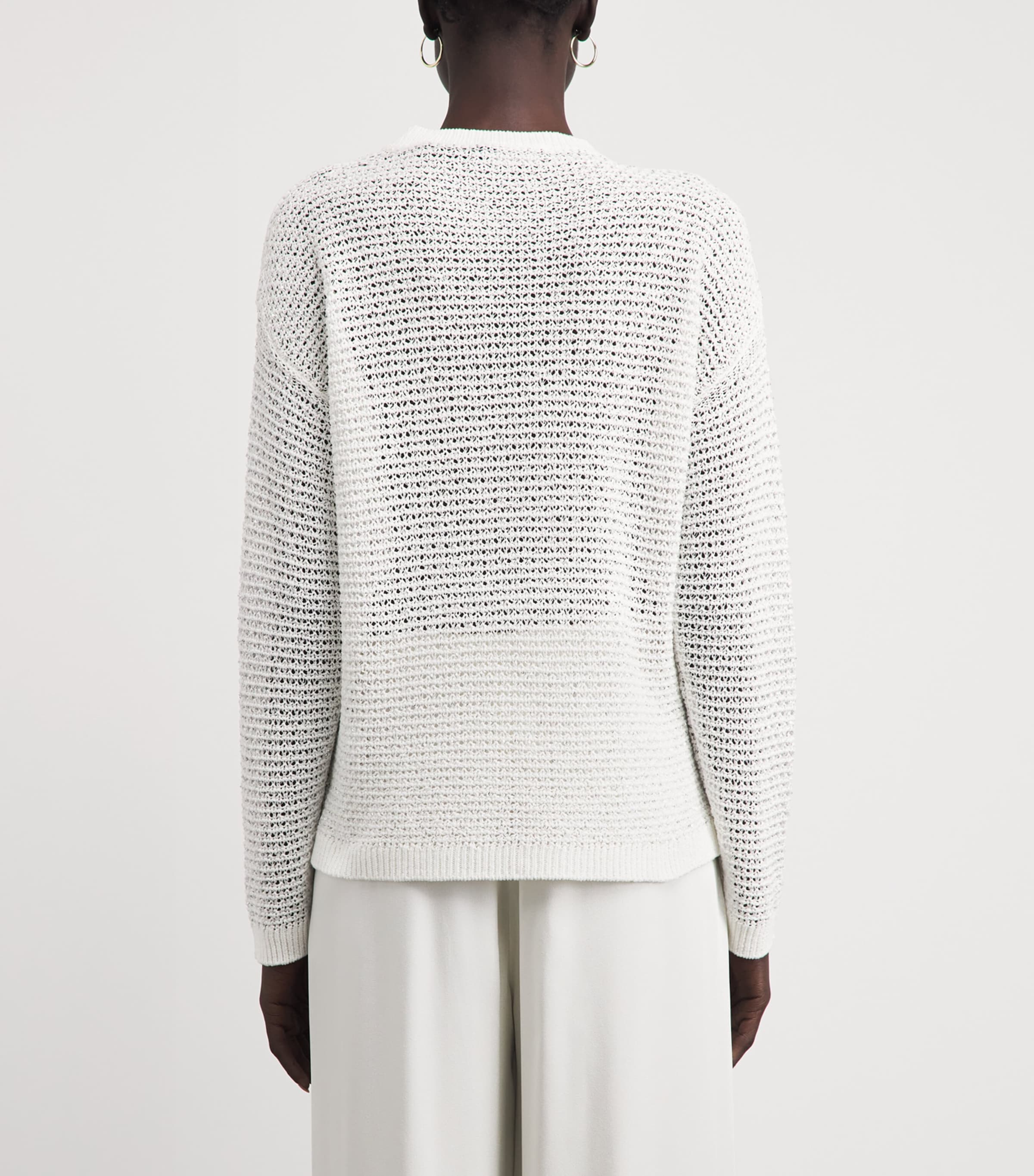 Fabiana Filippi Womens Crochet Sequin Sweater Bianco Seta Image 5