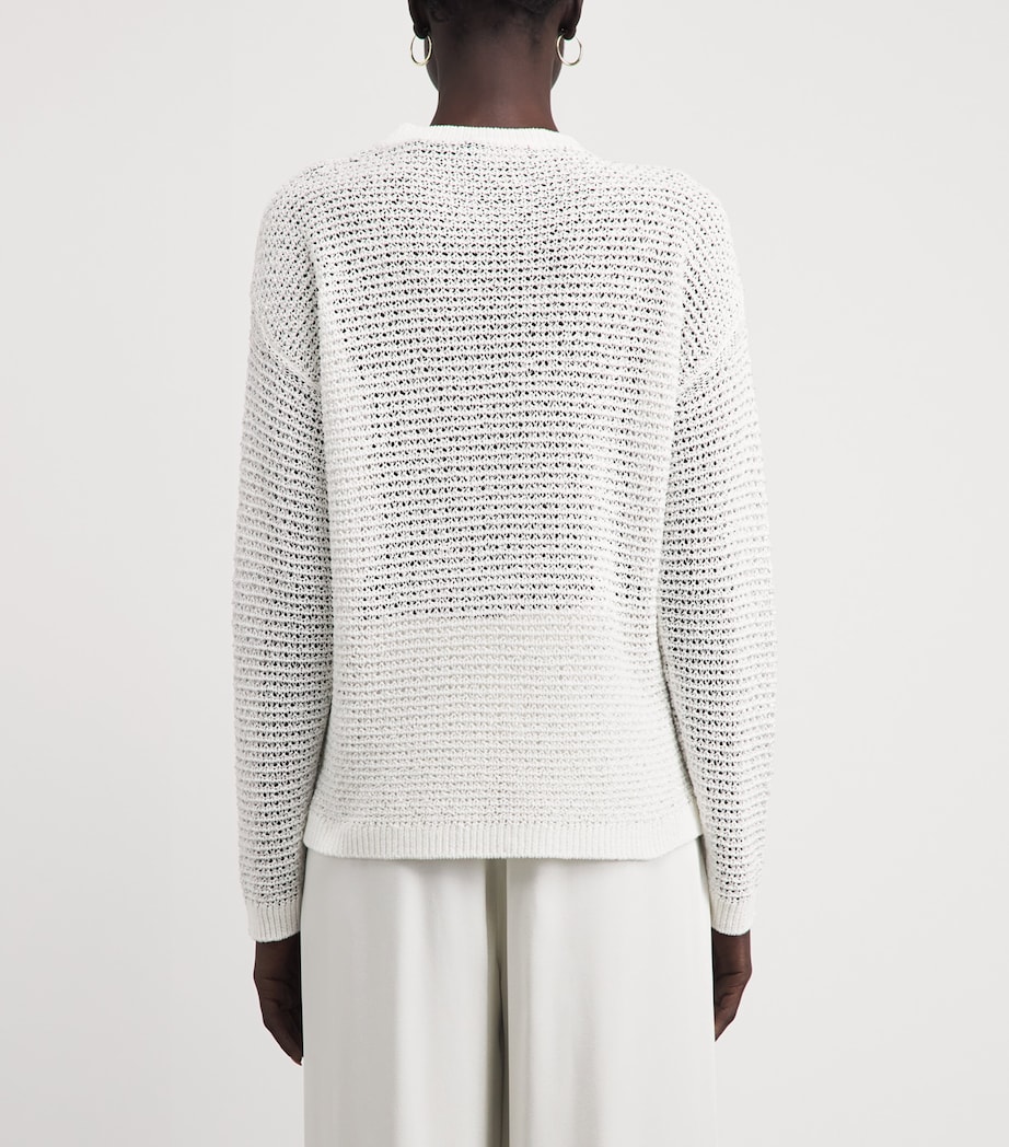Fabiana Filippi Womens Crochet Sequin Sweater Bianco Seta Image 5