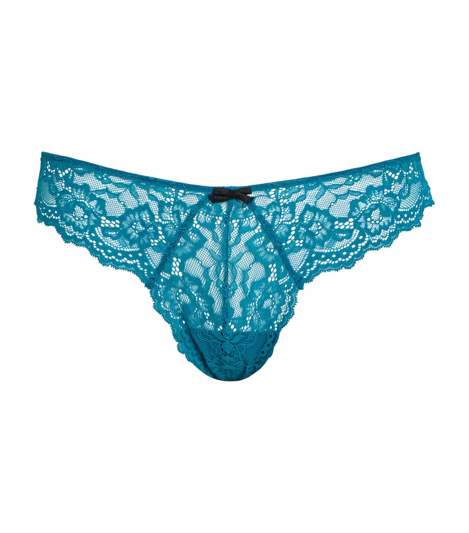 Fleur Du Mal Womens Lace Bianca Cheeky Briefs Aquamarine Image 1