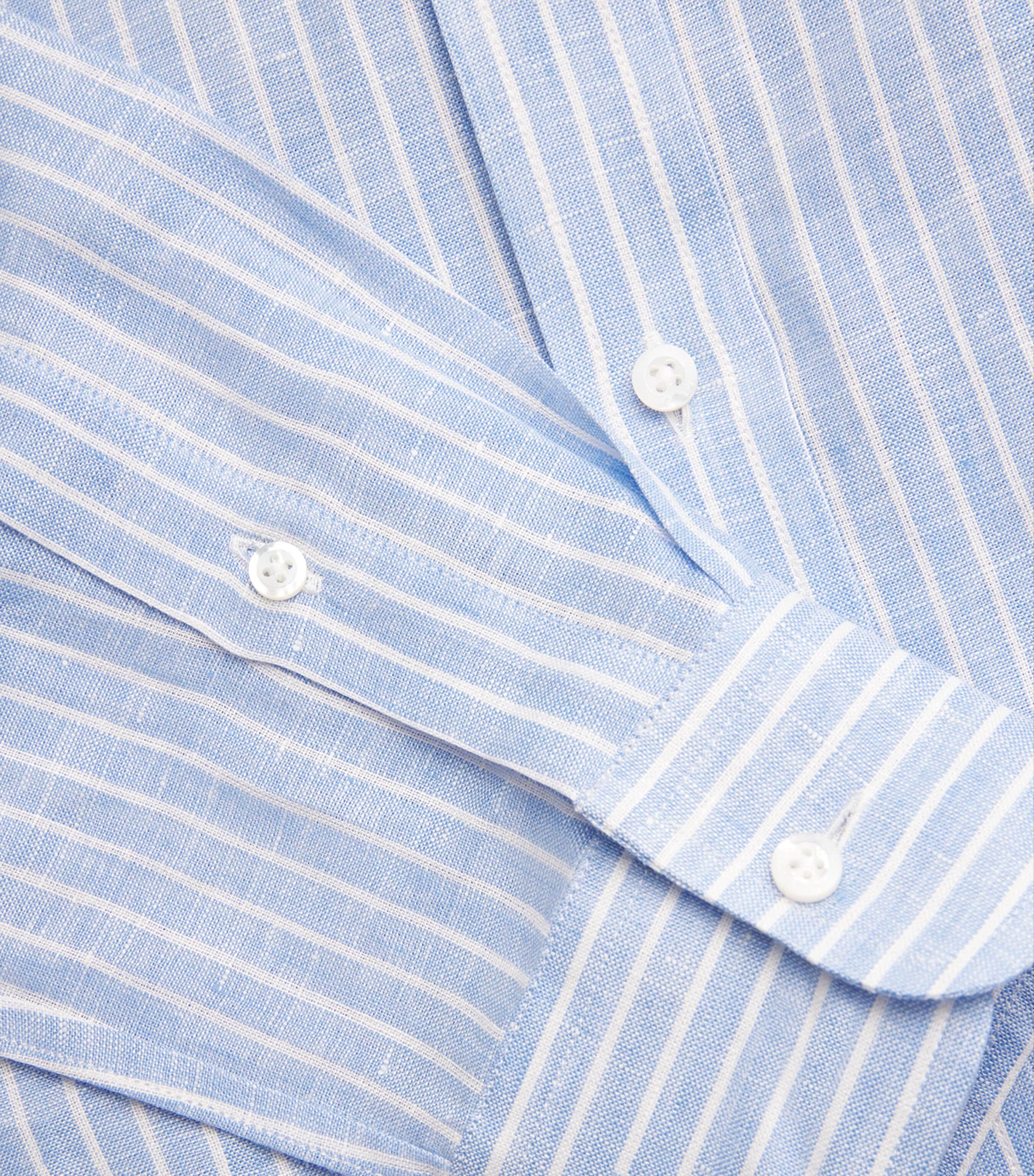 Ralph Lauren Purple Label Mens Linen Stripe Shirt Blu/wht Image 5