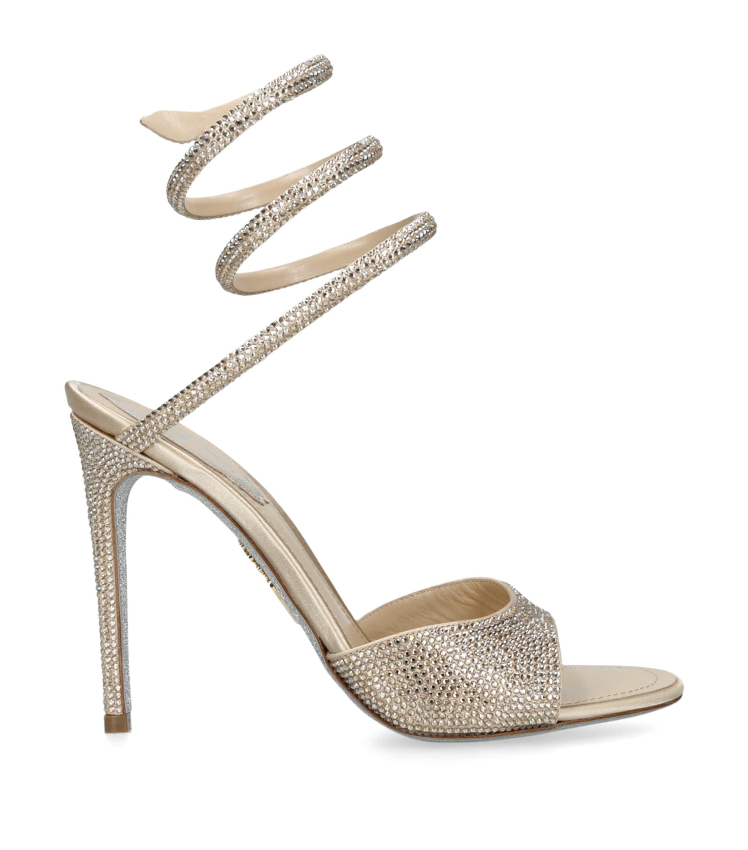 René Caovilla Embellished Wrap Sandals 105 In Sand