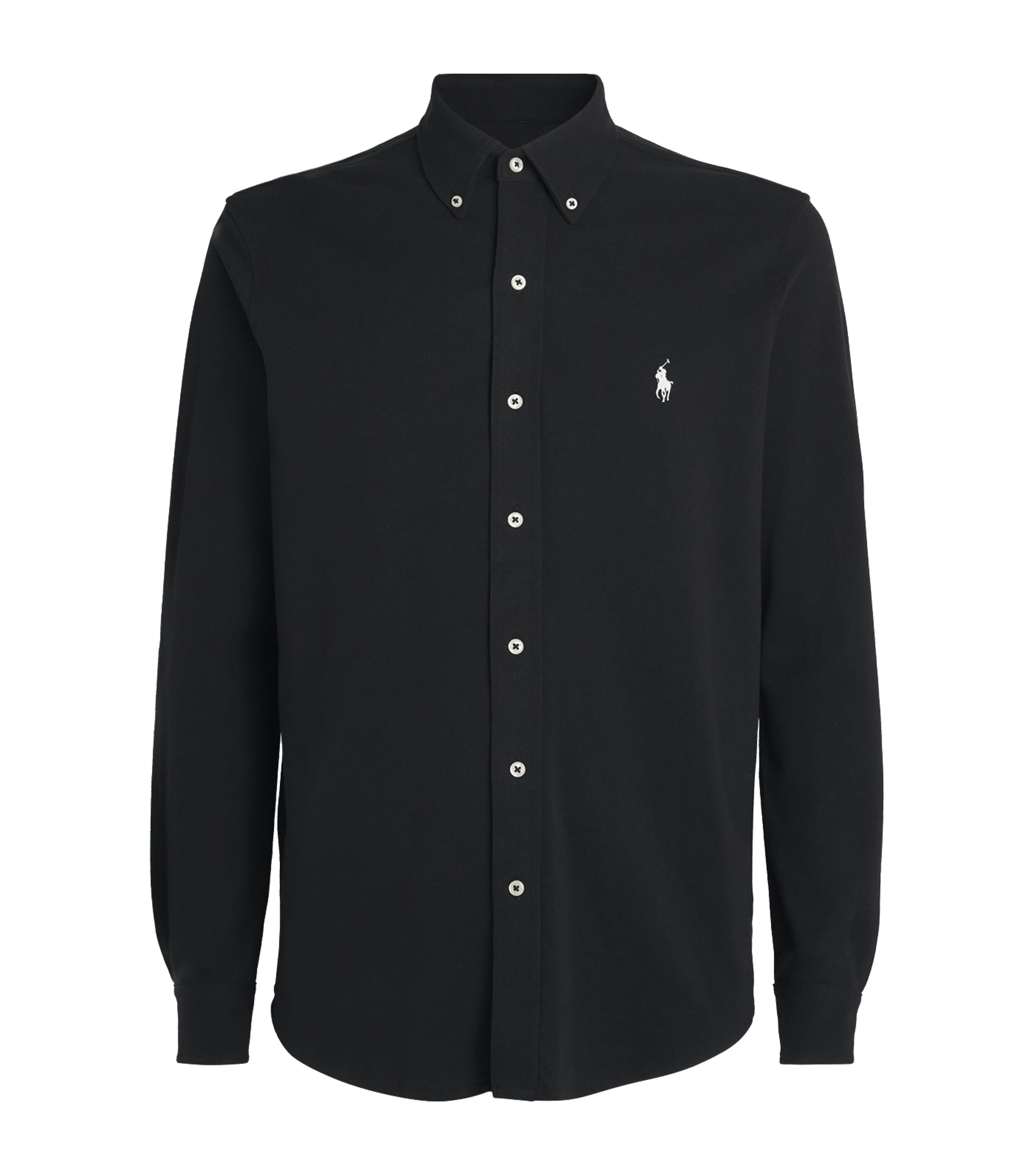 Polo Ralph Lauren Mens Cotton Featherweight Mesh Shirt Polo Black Image 1
