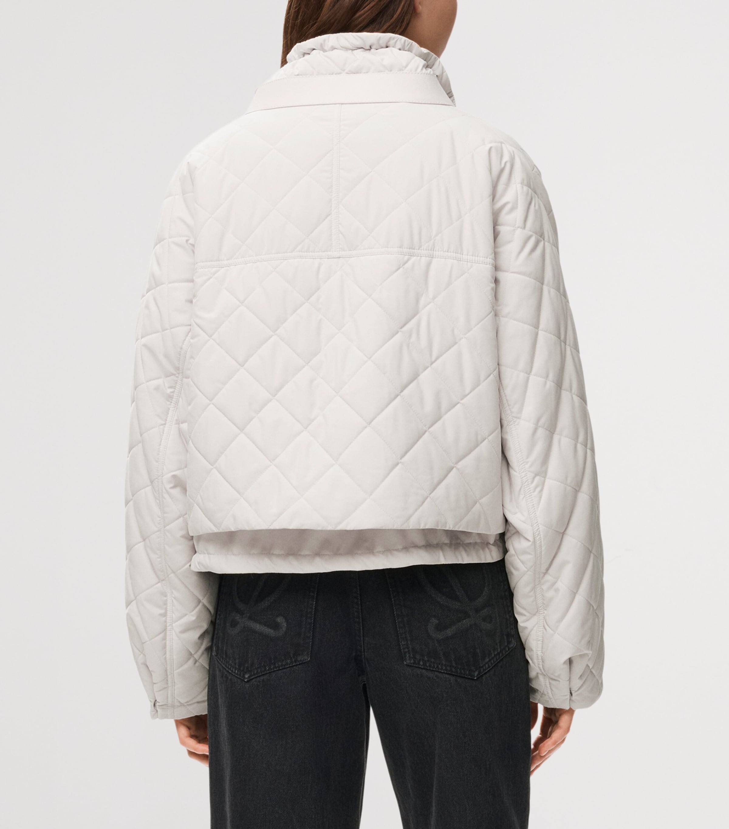 LOEWE Womens High-Neck Quilted Jacket Ecru Image 5