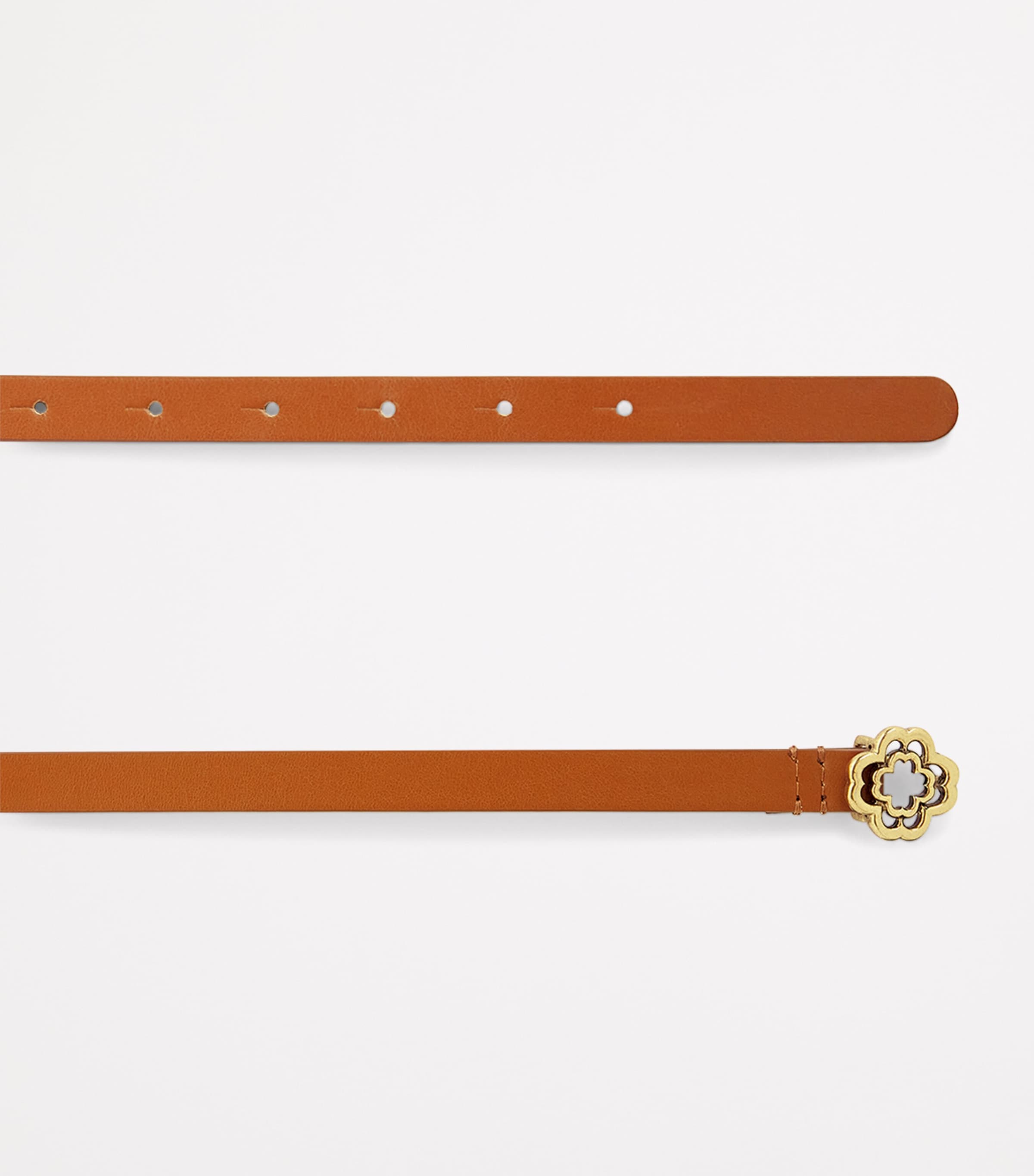Maje Leather Logo Thin Belt Camel Image 3