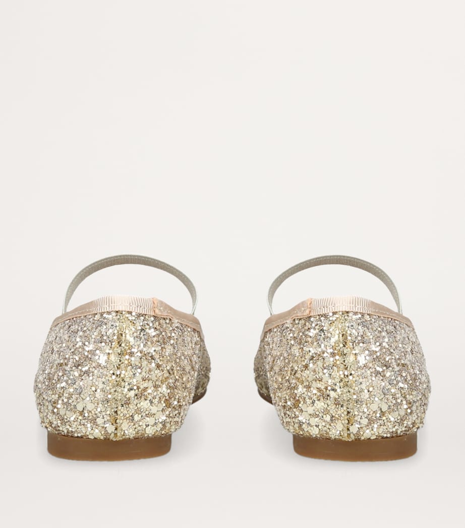 Leather Glitter Bug Ballet Flats SILVER Image 2