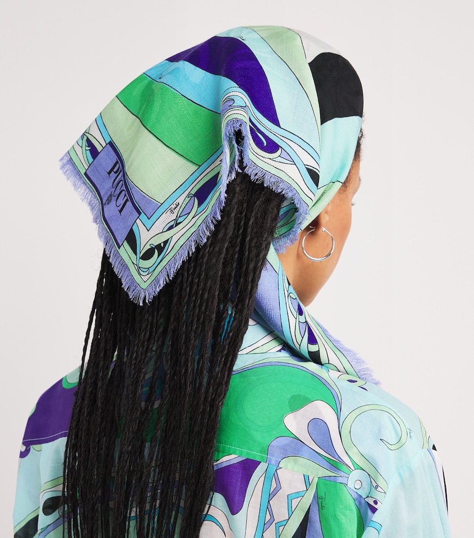 Wool-Silk Printed Pashmina 002 VERDE/LILLA Image 4