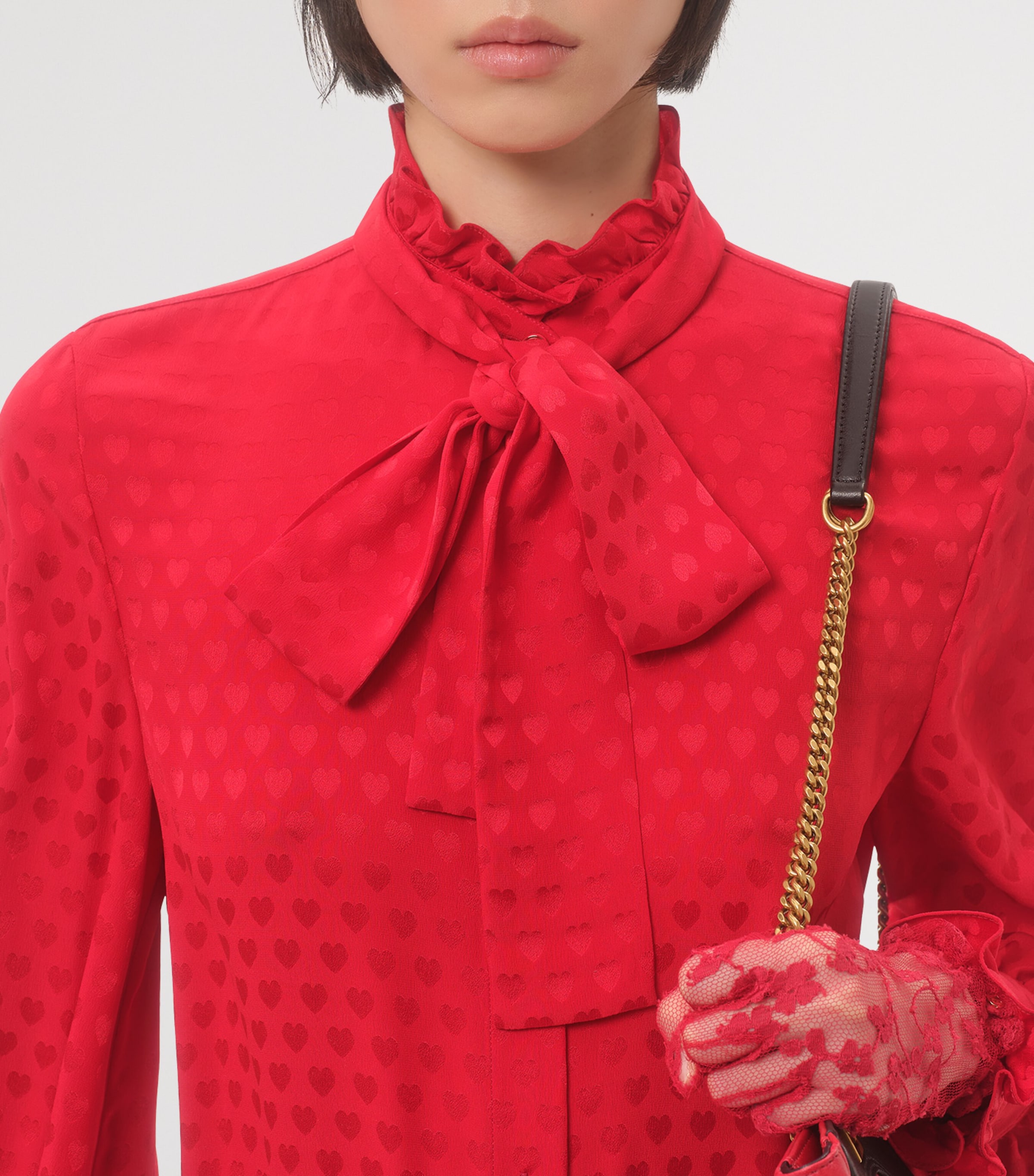 Valentino Womens Silk Heart Print Shirt Image 6