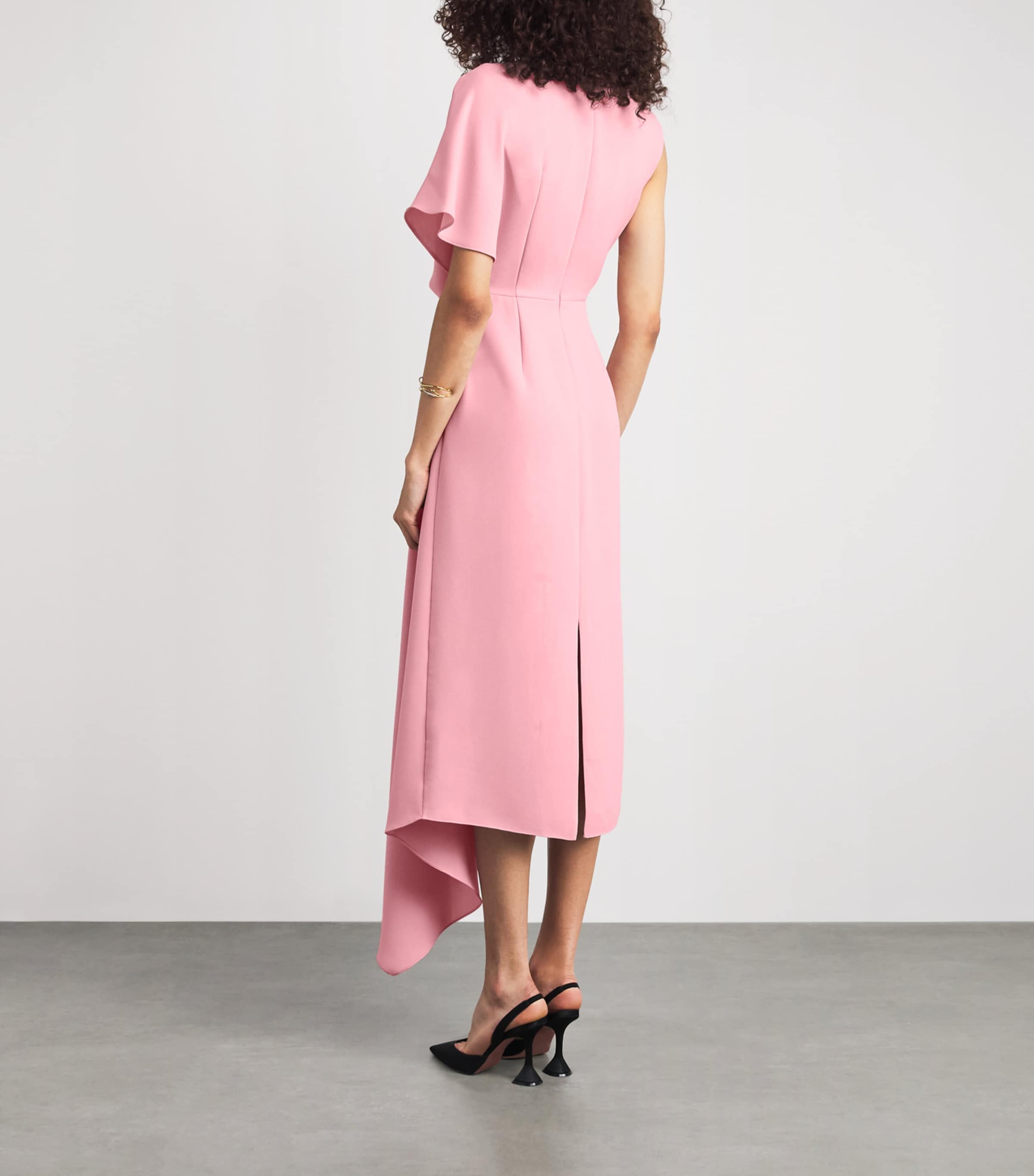 Roksanda Womens Crepe One-Shoulder Elva Midi Dress Pink Image 4