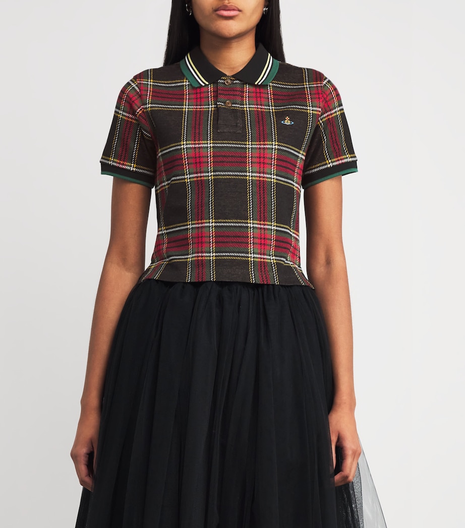 Cotton Tartan Polo Shirt N204 RED/GREEN Image 3