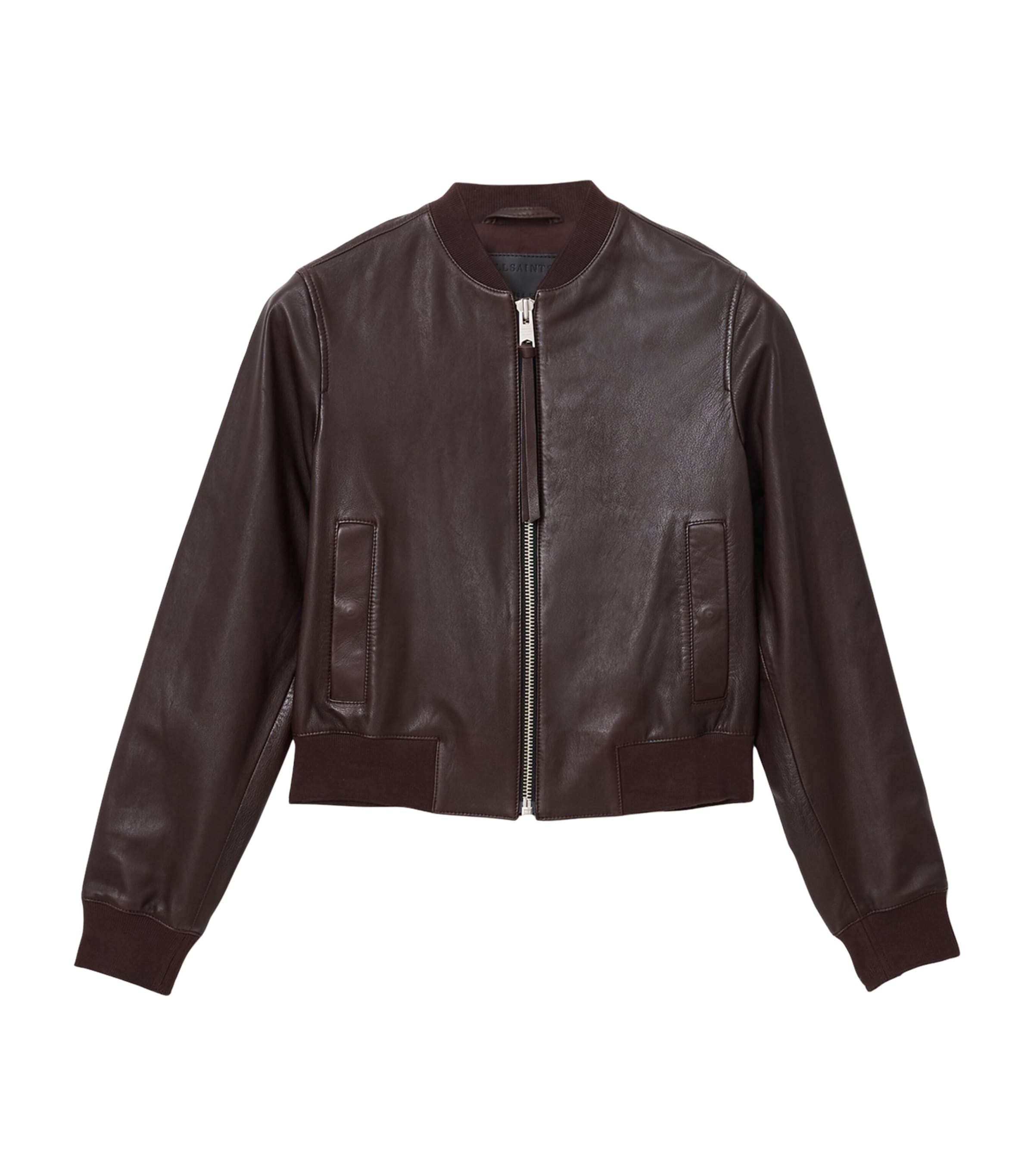 Allsaints Womens Oxblood Red Orten Leather Bomber Jacket In Brown
