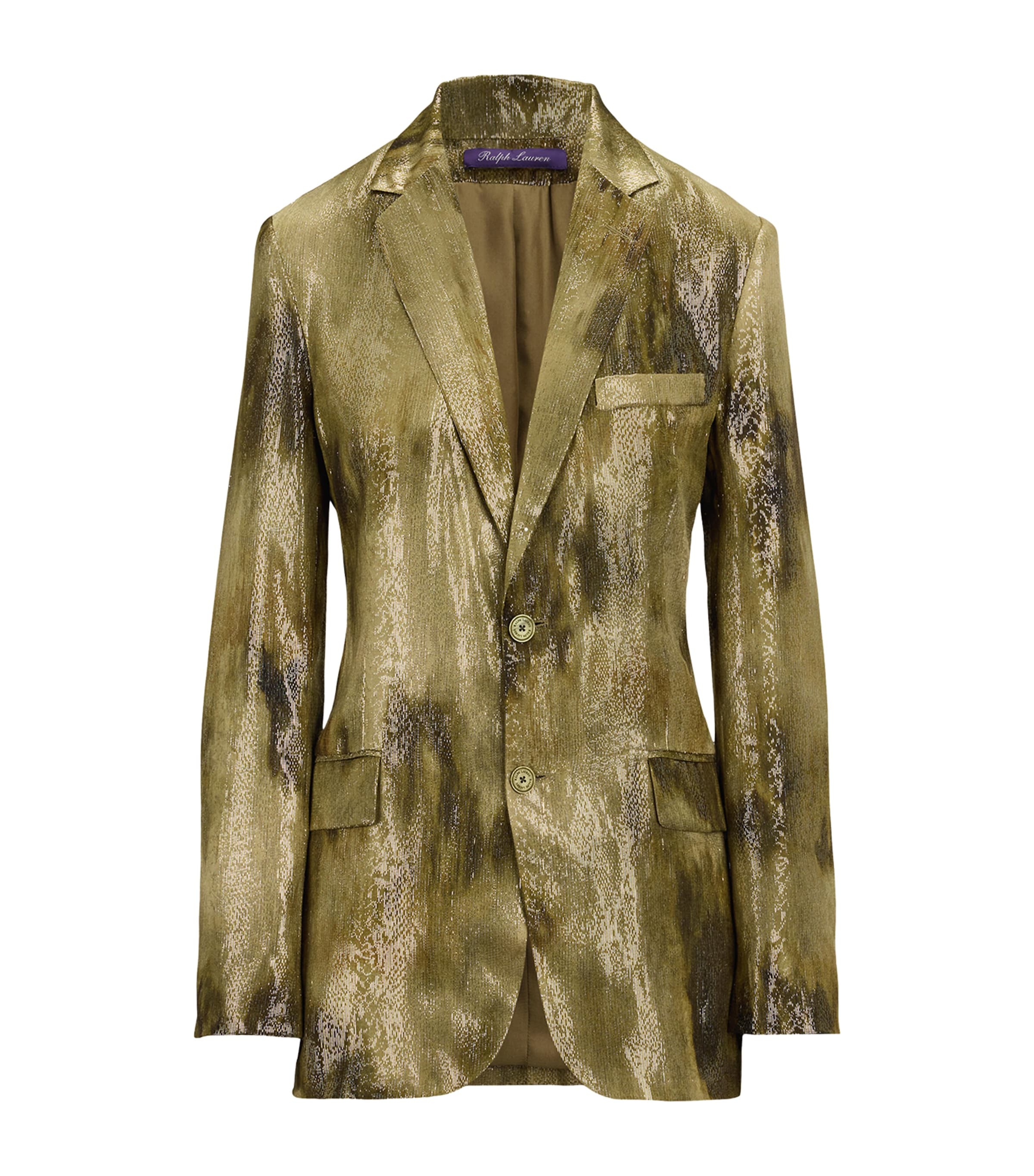 Ralph Lauren Collection Womens Silk-Blend Marcy Blazer Cypress Multi Image 1