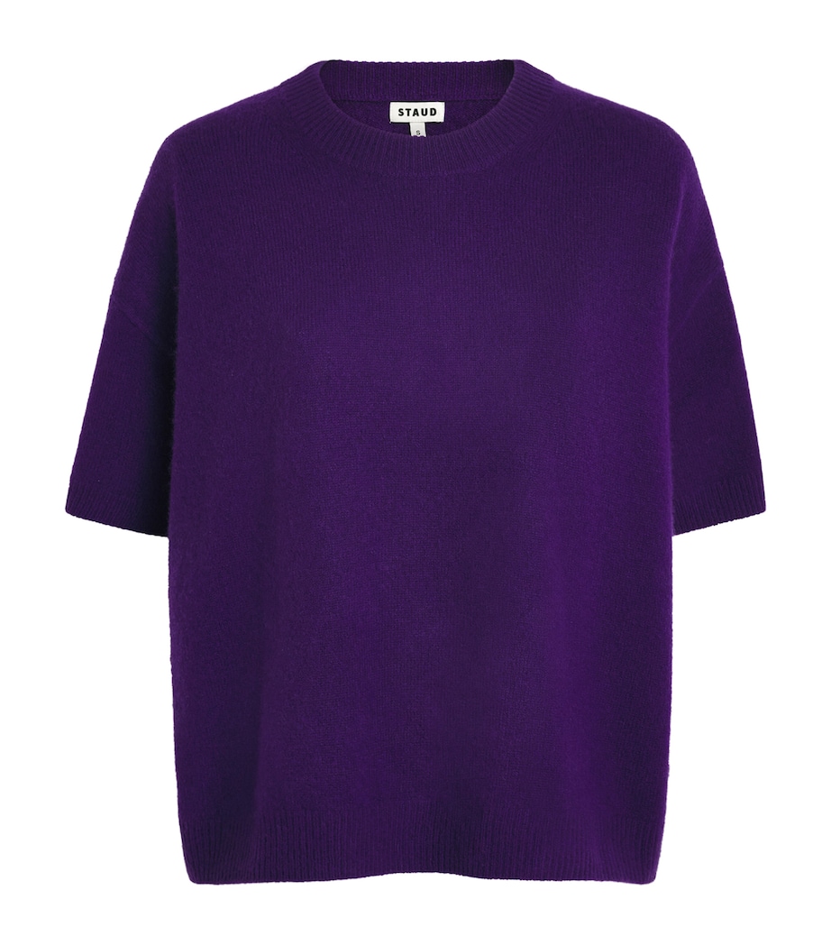 STAUD Womens Cashmere Short-Sleeve Sorrento Sweater Csms Cosmos Image 1